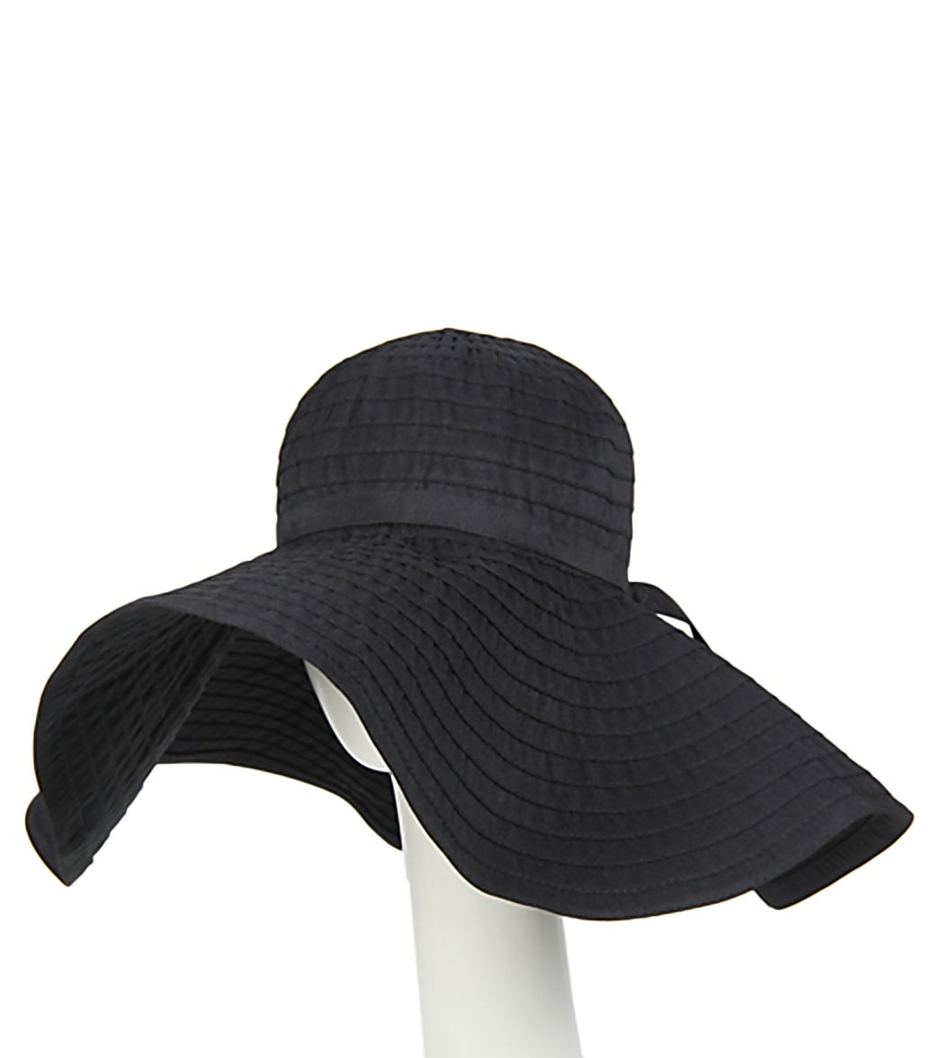Sun N Sand Bianca Xl Sewn Ribbon Hat - Black - Swimoutlet.com
