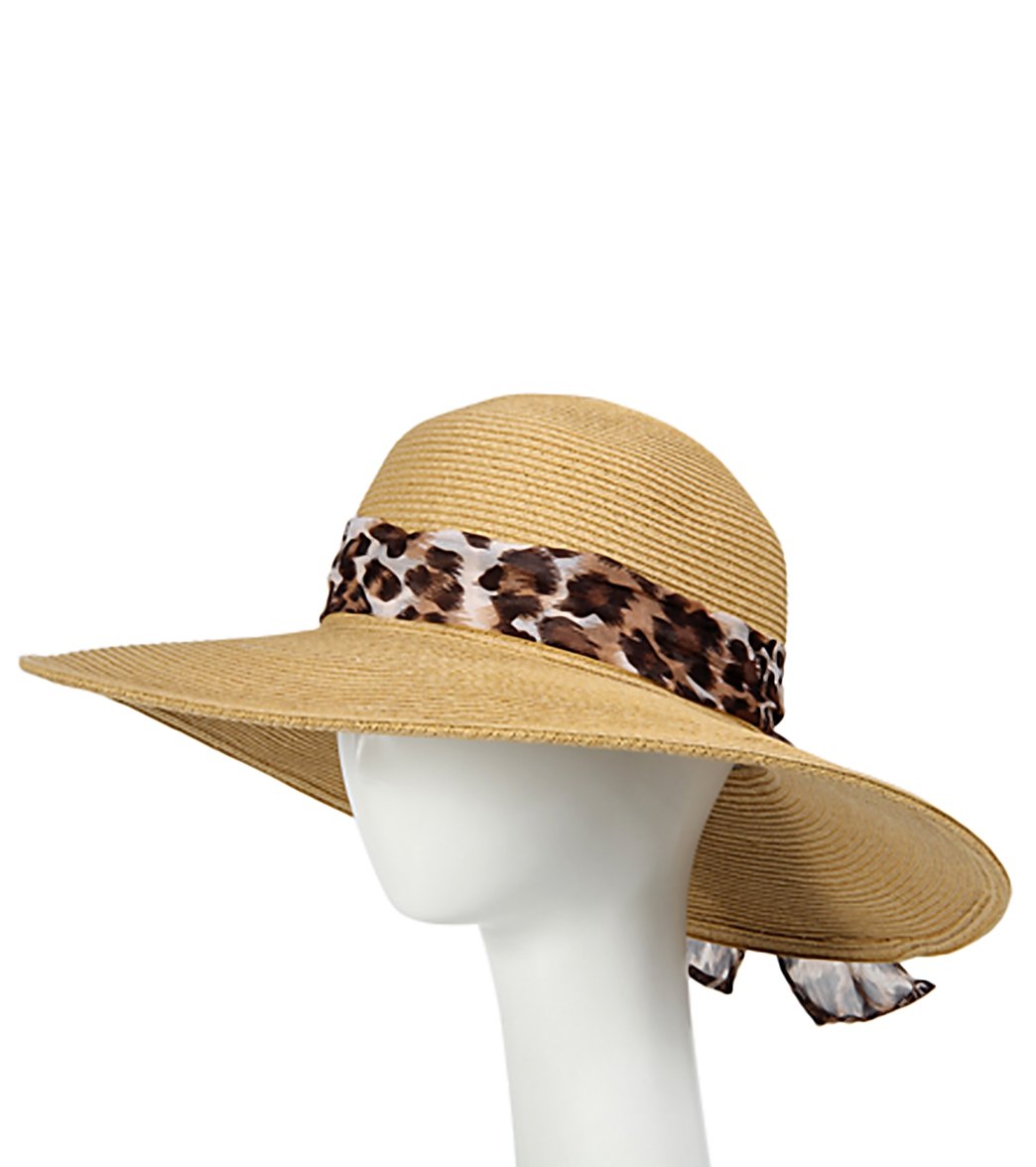 Sun N Sand Ambrosia Animal Scarf Straw Hat - Natural - Swimoutlet.com