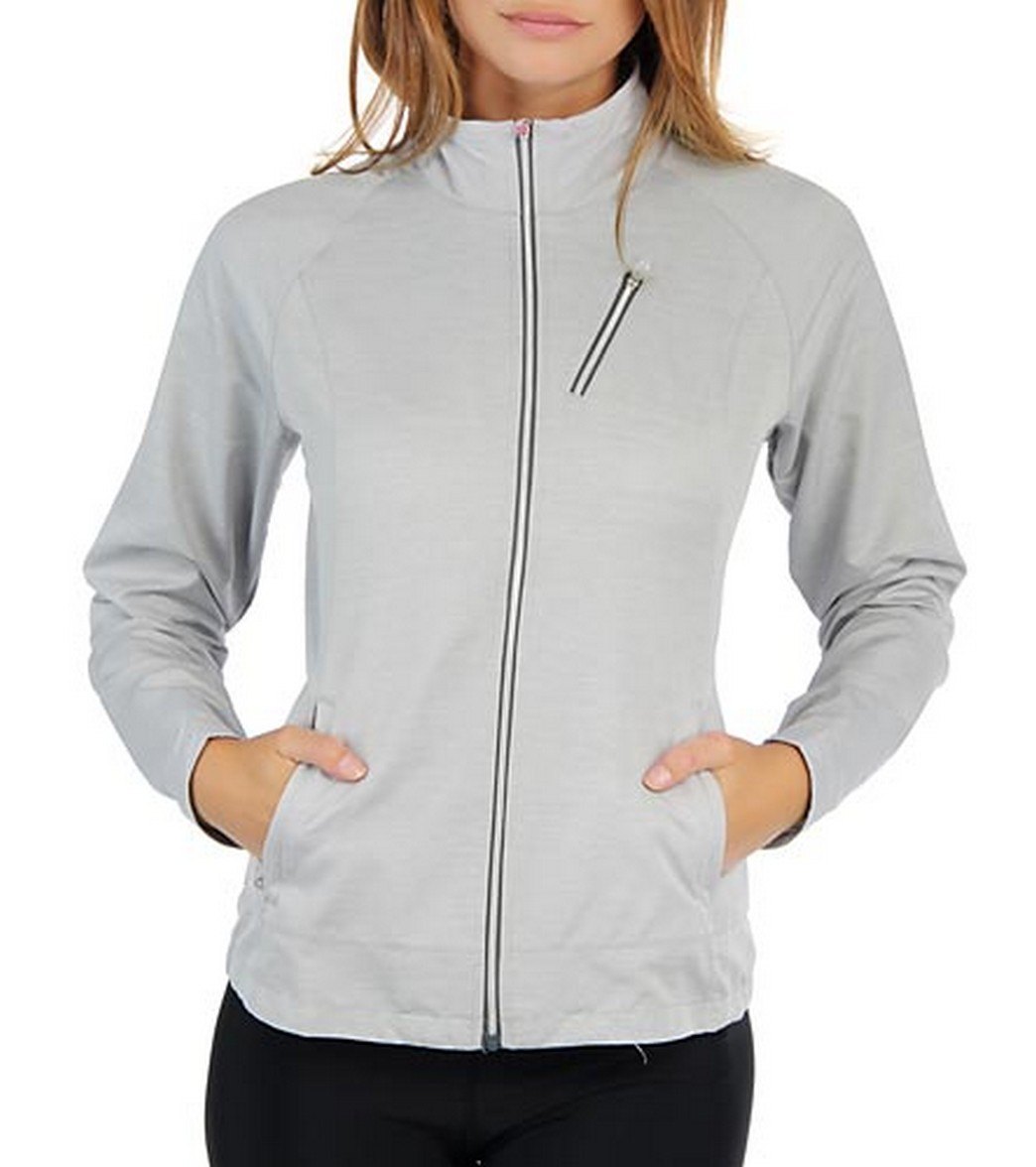 Moving Comfort Women's Sprint Running Jacket - Charcoal Heather 1X Polyester - Swimoutlet.com