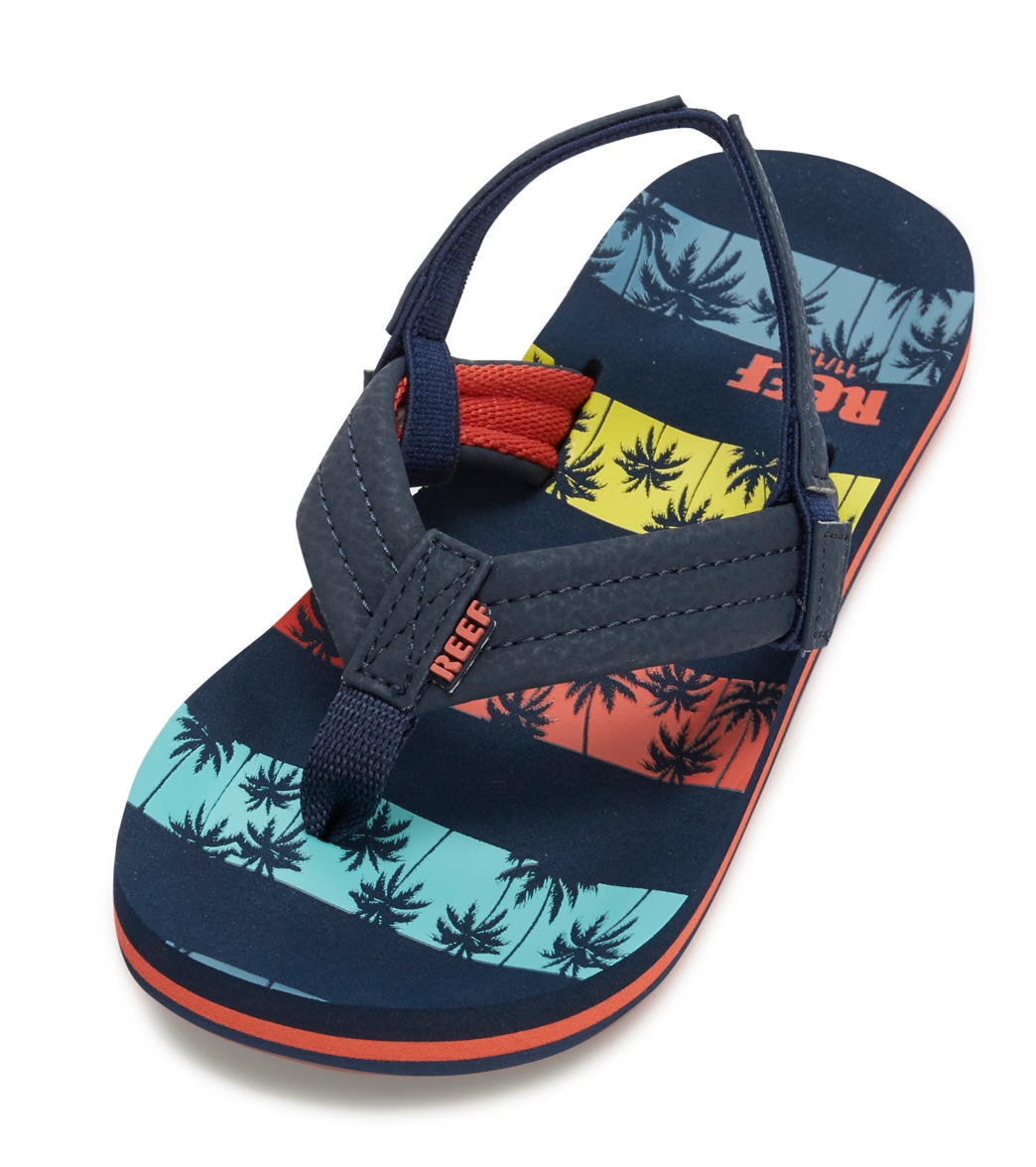 Reef Boys' Ahi Sandals - Nvy Palms Stripe 5/6 Eva/Foam/Polyester - Swimoutlet.com