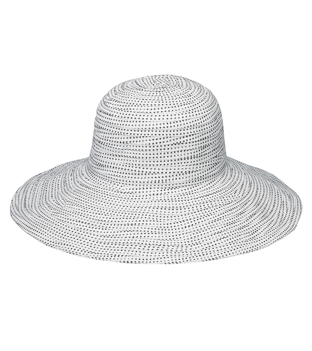 Wallaroo Women's Scrunchie Hat - White/Black Dots Polyester - Swimoutlet.com