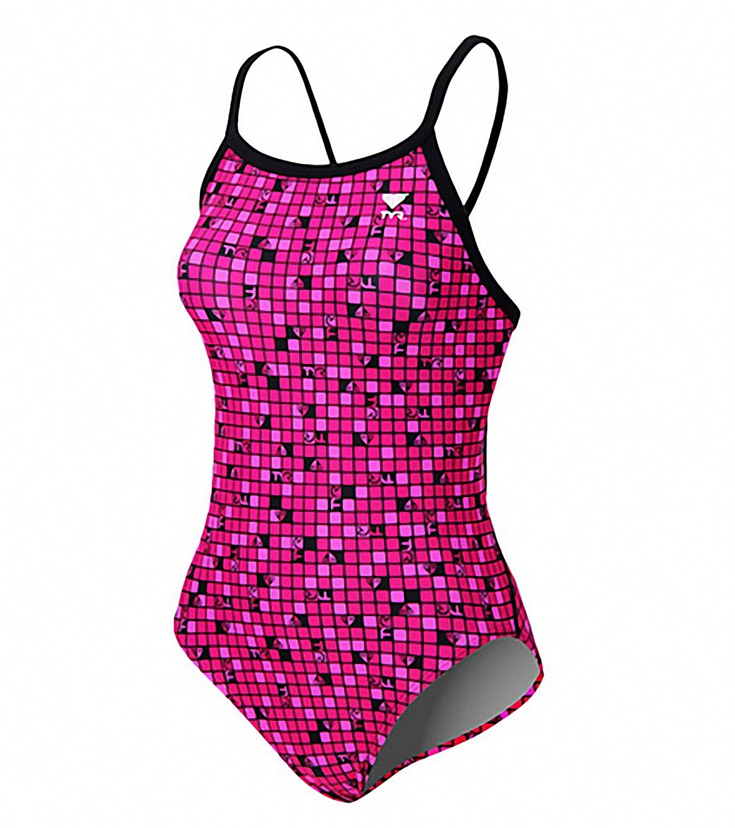 TYR Pink Check Diamondfit at SwimOutlet.com - Free Shipping