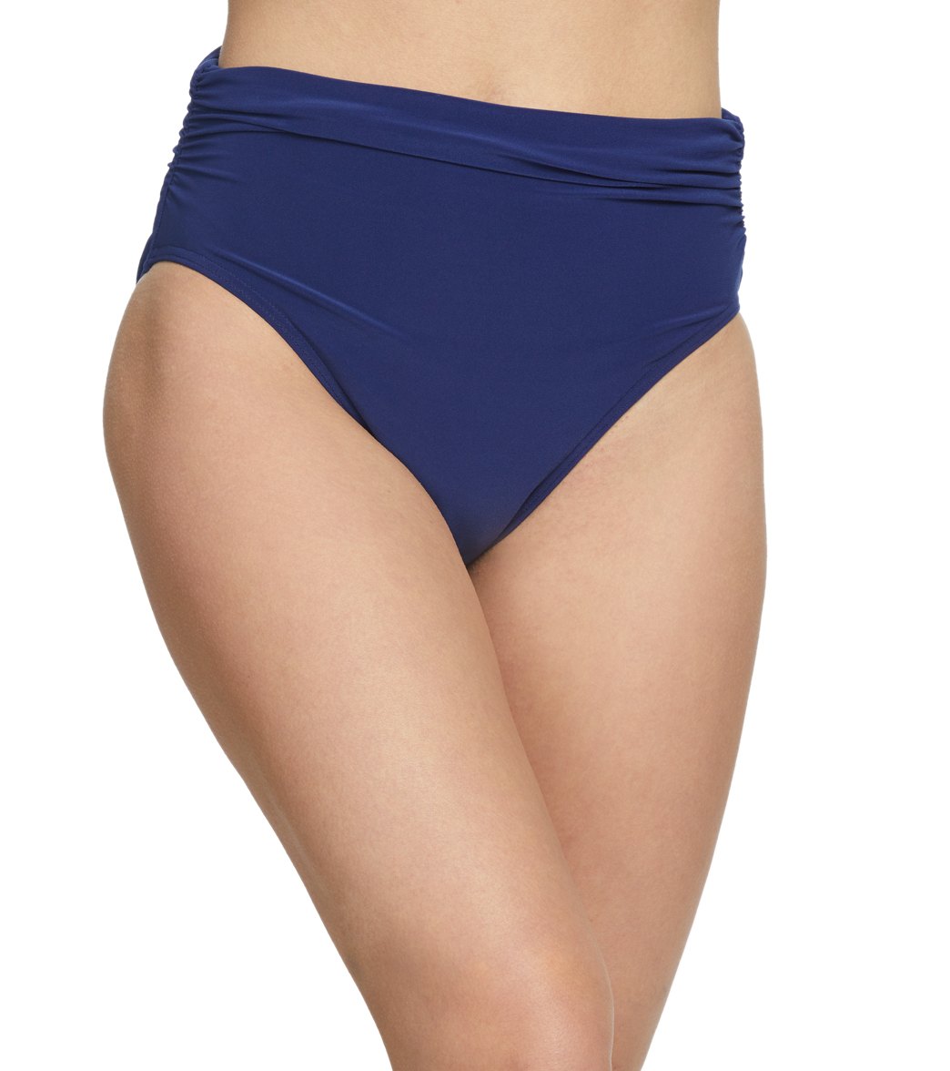 Magicsuit By Miraclesuit Solid Jersey Shirred Bikini Bottom - Midnight 12 Spandex - Swimoutlet.com