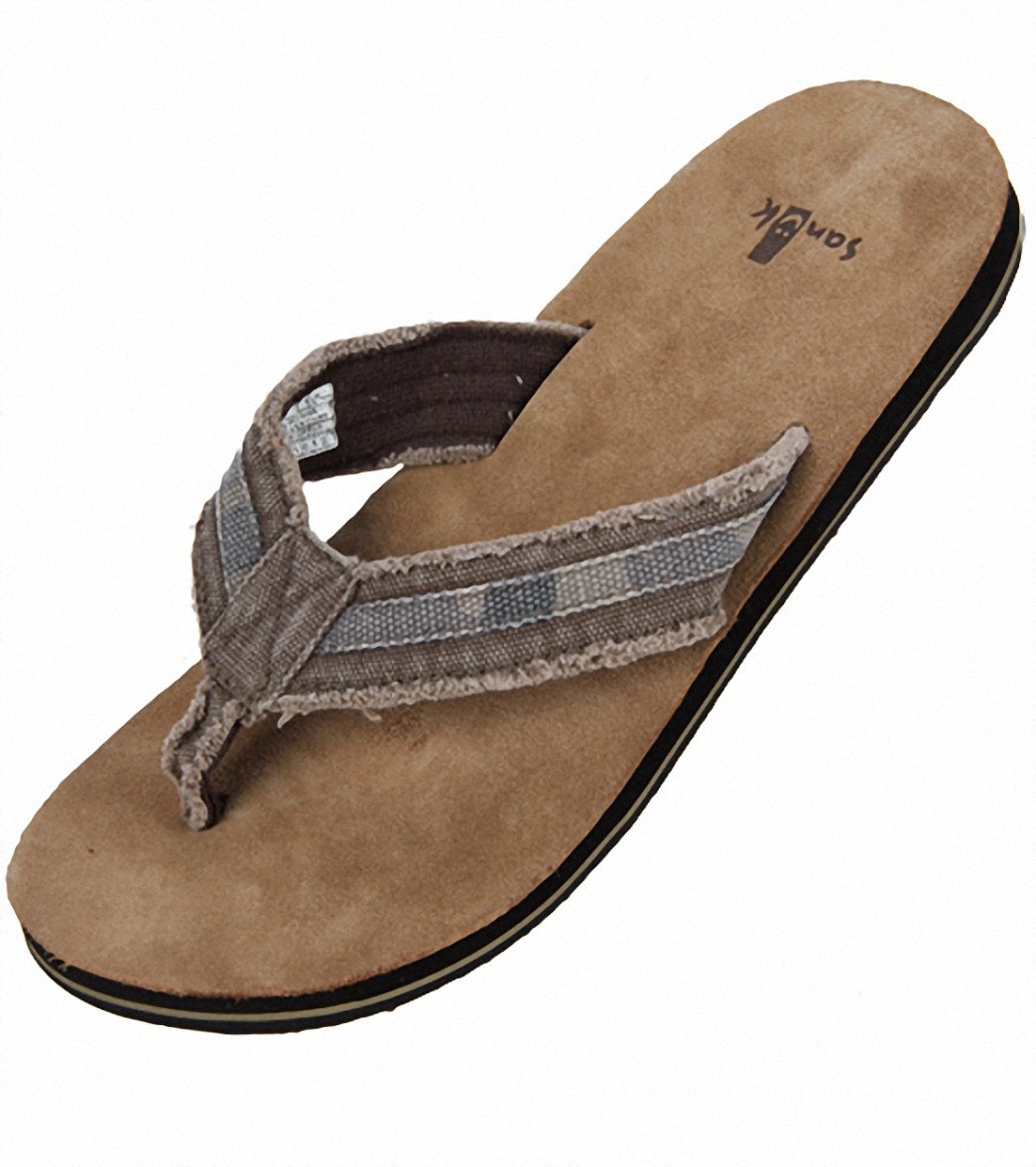 sanuk brown flip flops