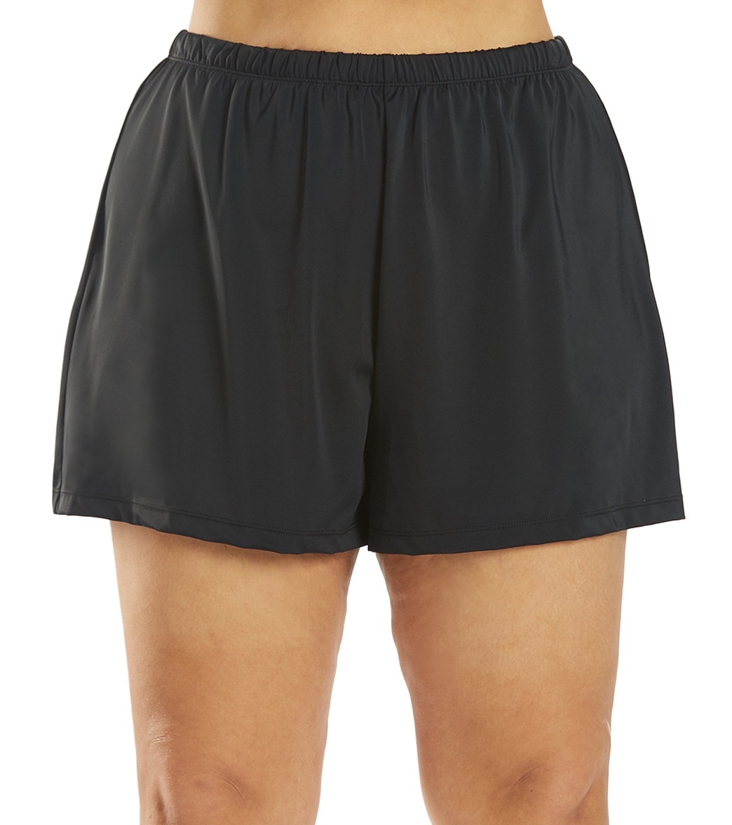 Maxine Plus Size Solid Swim Short - Black 16W Elastane/Lycra®/Nylon - Swimoutlet.com