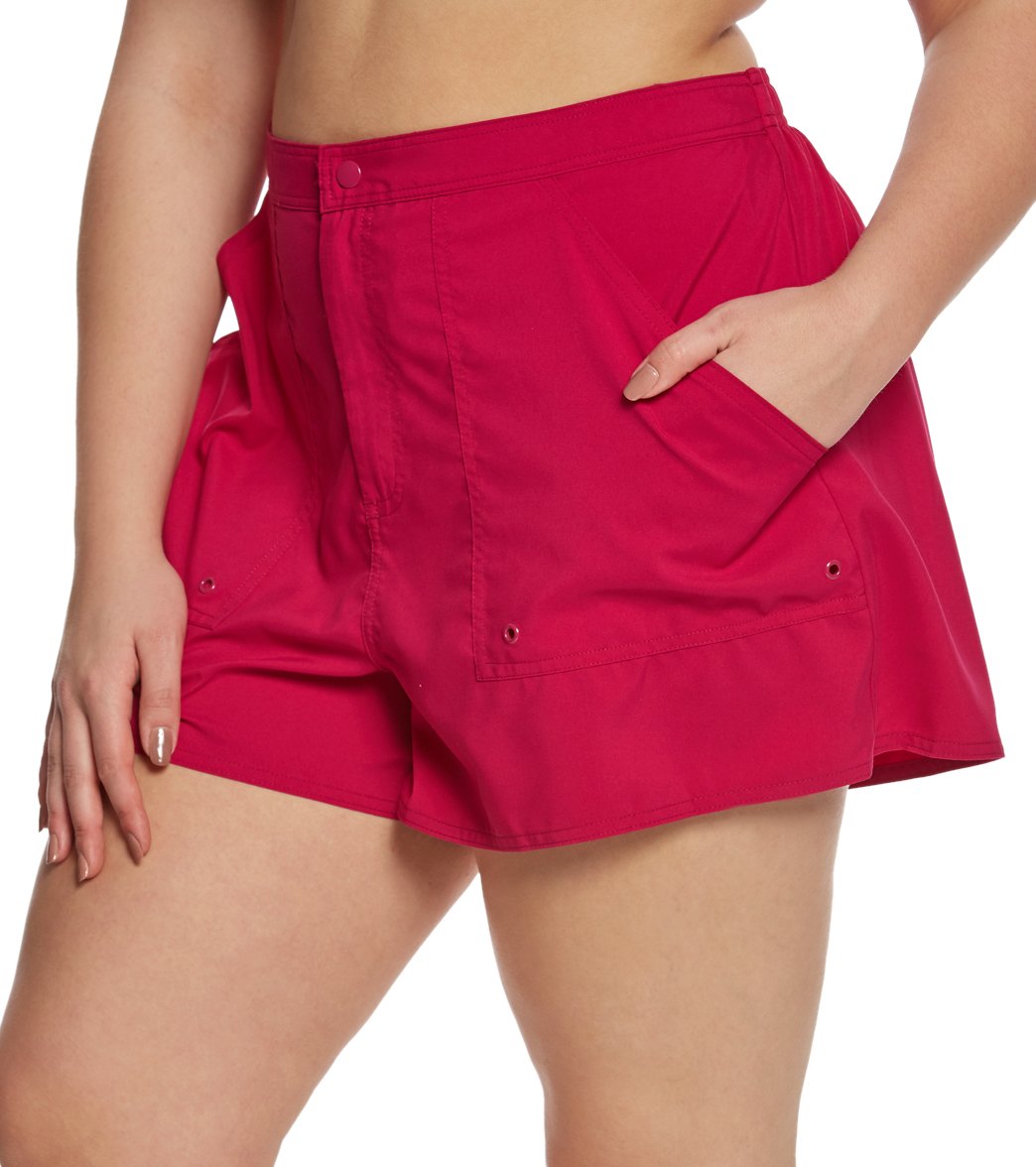 Maxine Women's Plus Size Solid Woven Boardshort at
