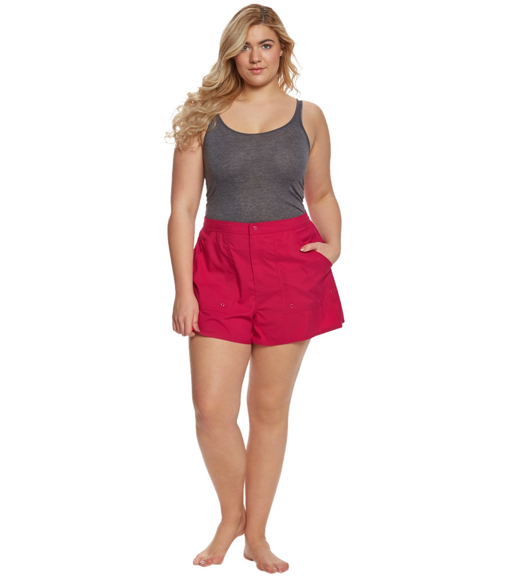 Maxine Women's Plus Size Solid Woven Boardshort at