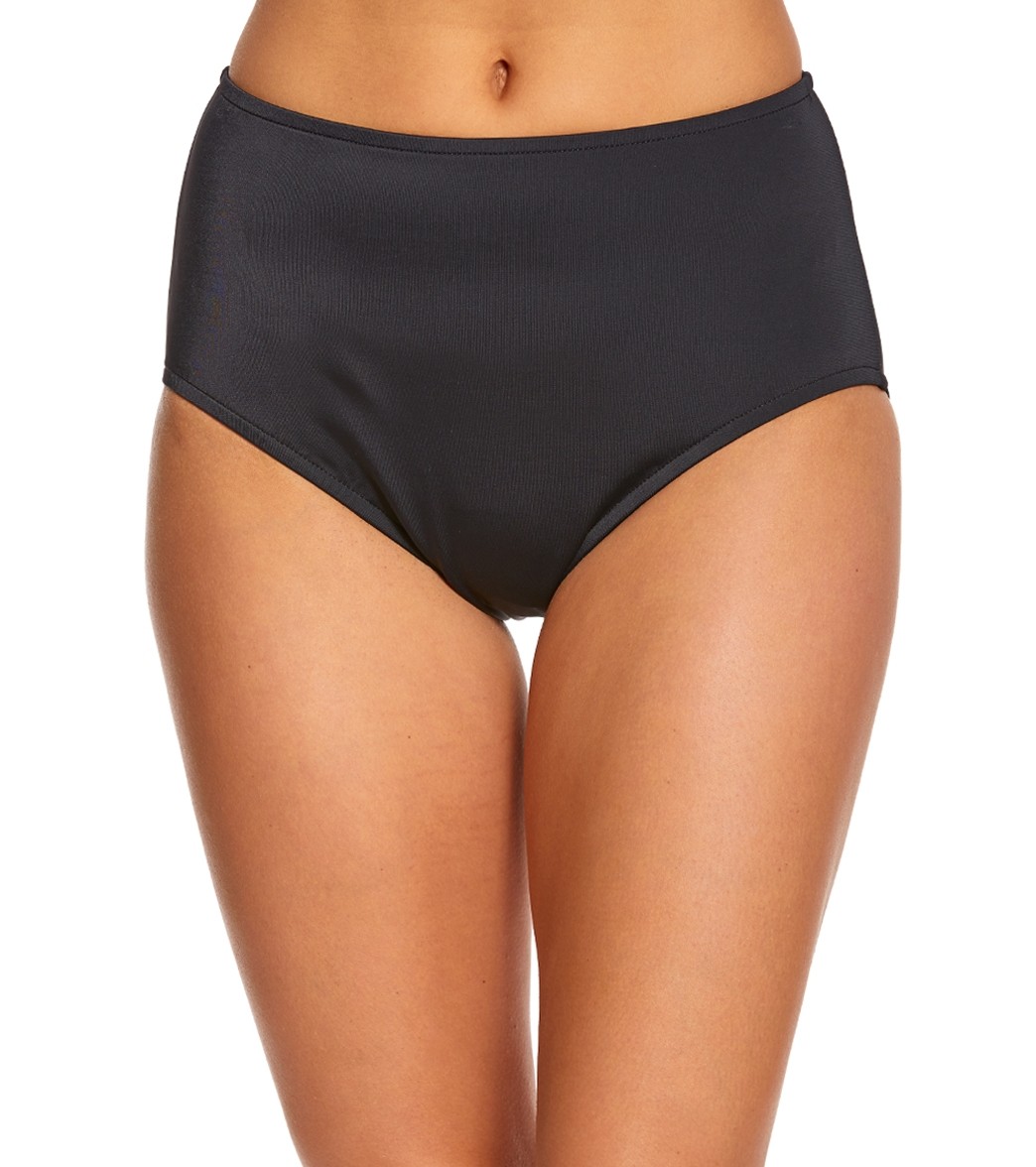 Maxine Solid Full Bikini Bottom - Black 10 Elastane/Lycra®/Nylon - Swimoutlet.com