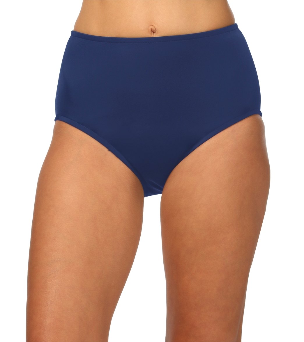 Maxine Solid Full Bikini Bottom - Navy 8 Elastane/Lycra®/Nylon - Swimoutlet.com