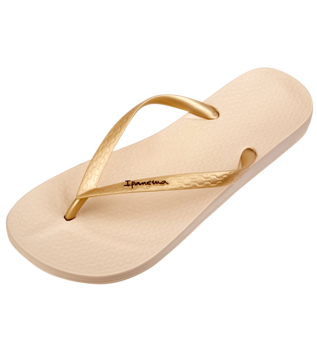 Ipanema Women's Ana Tan Flip Flop - Beige/Gold 5 Plastic - Swimoutlet.com