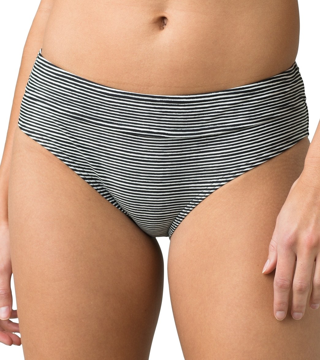 Prana Ramba Bikini Bottom - Black Wabi Stripe Medium Nylon/Spandex - Swimoutlet.com