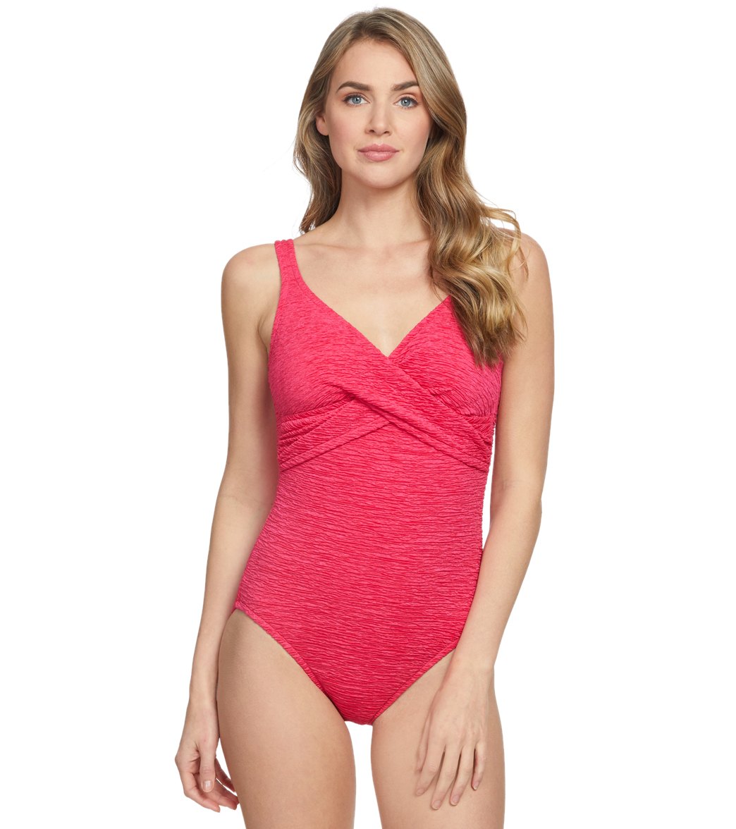 krinkle long torso swimsuit