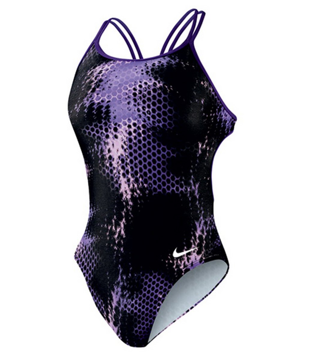Nike Swim Foil Static Attack Spider Back One Piece Tank Swimsuit at ...