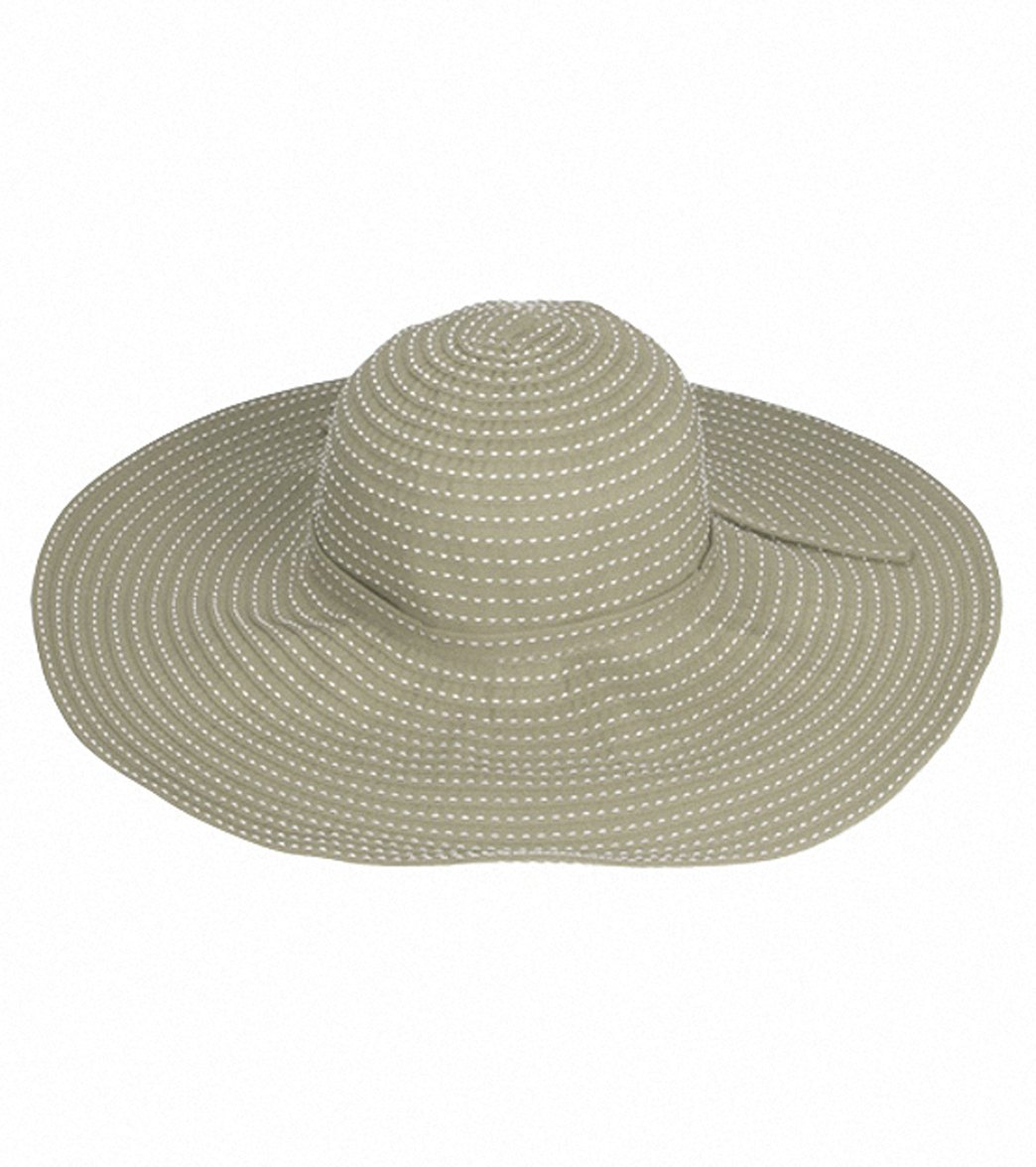 Sun N Sand Tuscany Ribbon W/ White Stitching Sun Hat - Khaki Green - Swimoutlet.com
