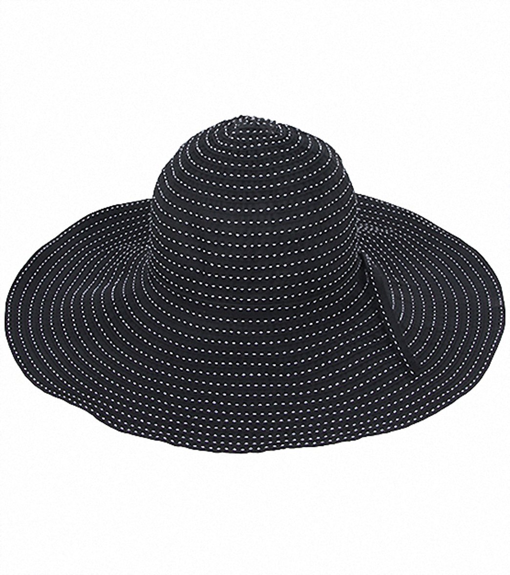 Sun N Sand Tuscany Ribbon W/ White Stitching Sun Hat - Black - Swimoutlet.com