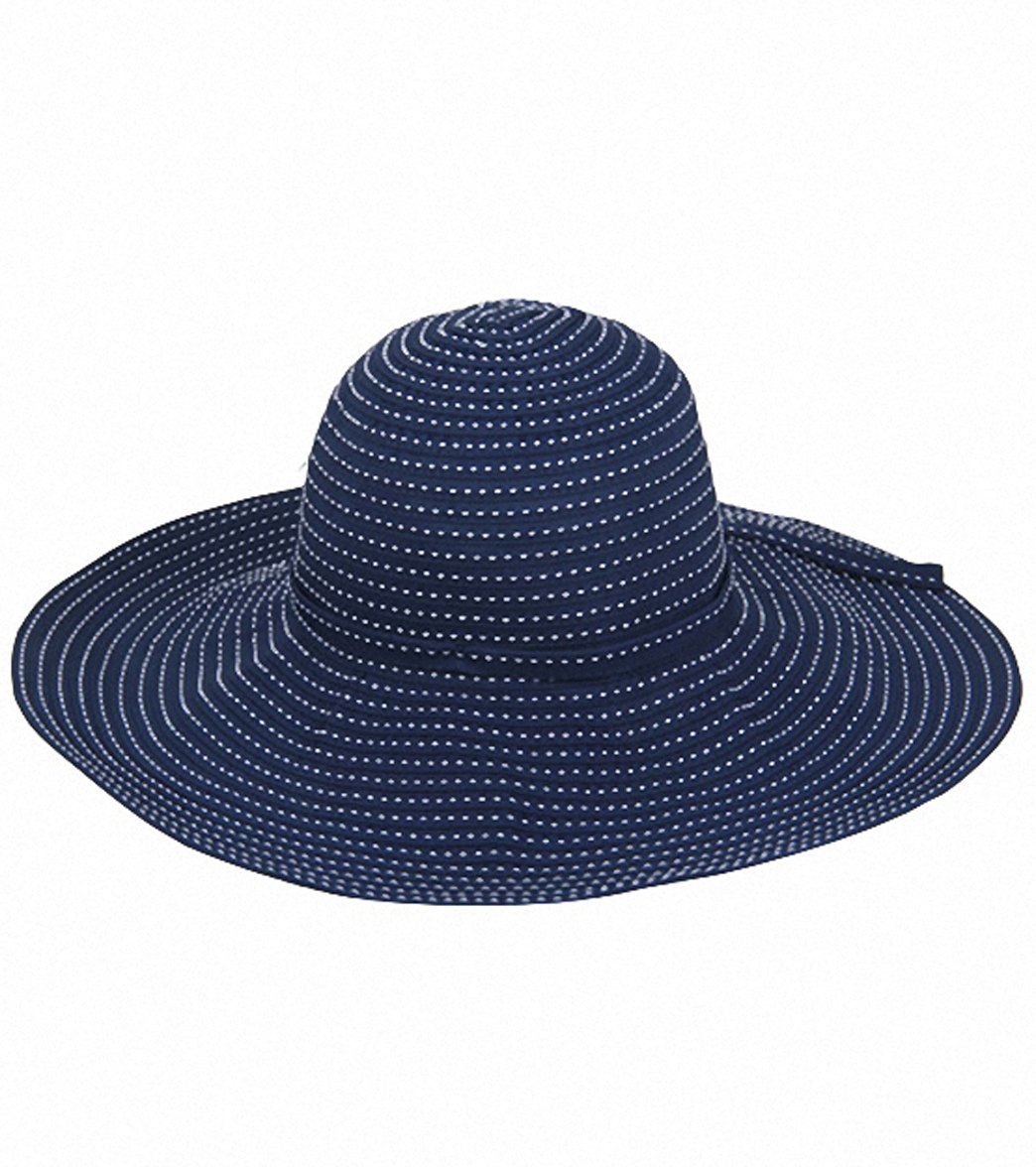 Sun N Sand Tuscany Ribbon W/ White Stitching Sun Hat - Navy - Swimoutlet.com