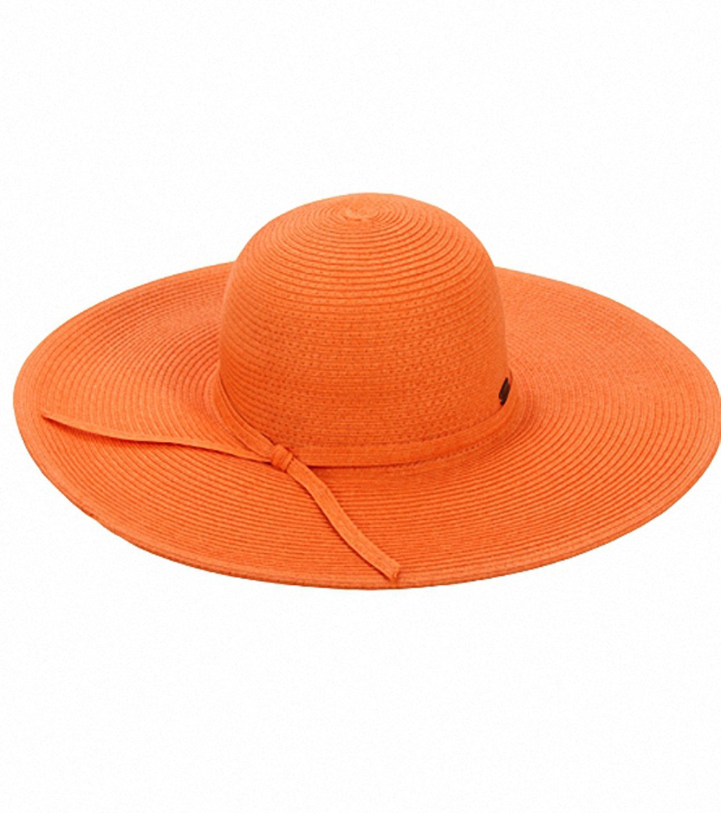 Sun N Sand Shoreline Hues Large Brim Straw Hat - Orange - Swimoutlet.com