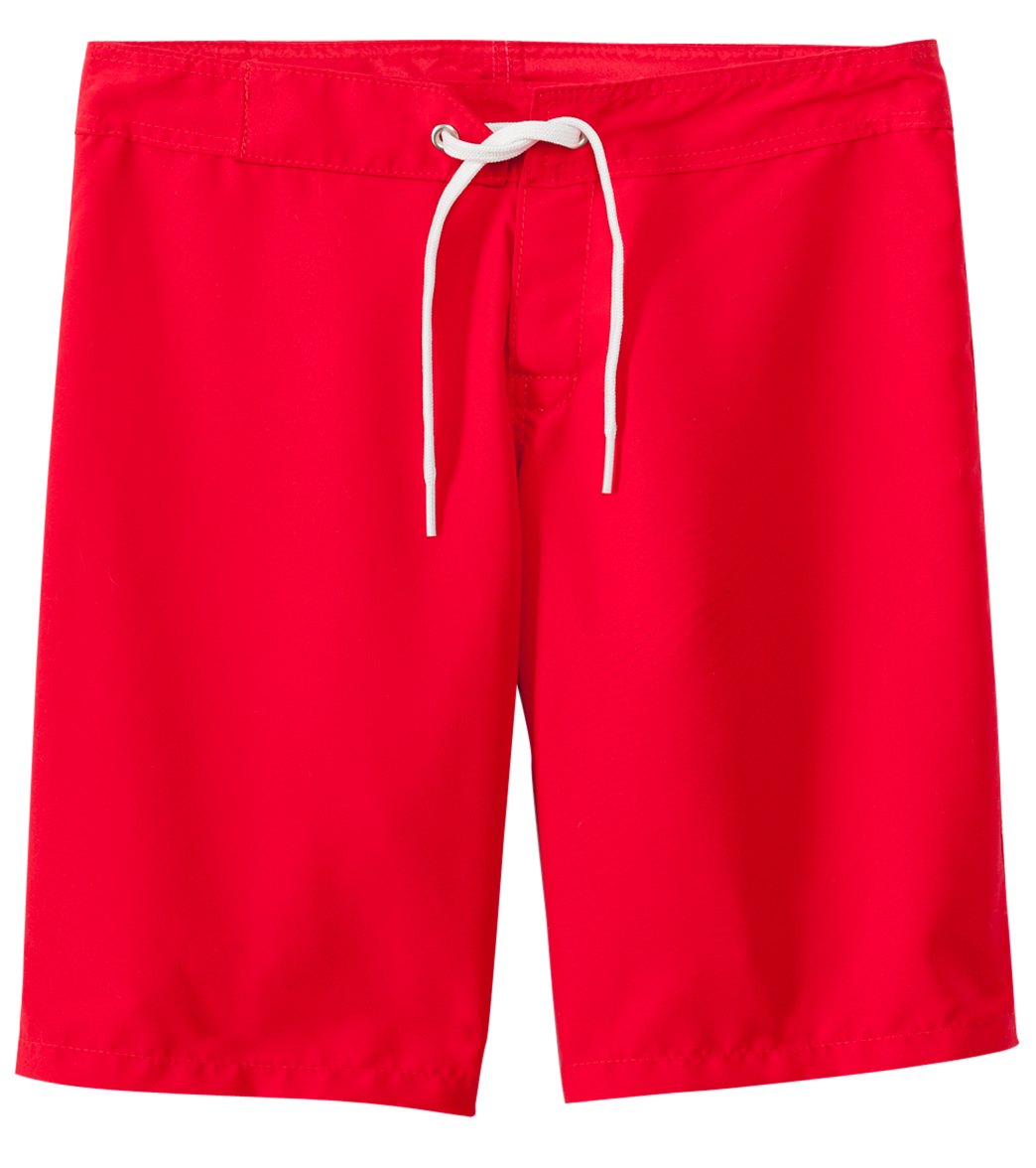 Tidepools Girls' Solid Long Boardshortss Big Kid - Red 7 Polyester - Swimoutlet.com
