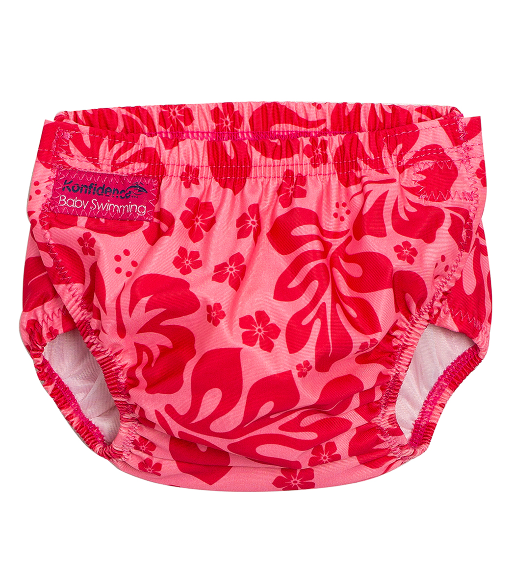 Konfidence Designer Adjustable Swim Diaper Baby - Pink Hibiscus Cotton - Swimoutlet.com