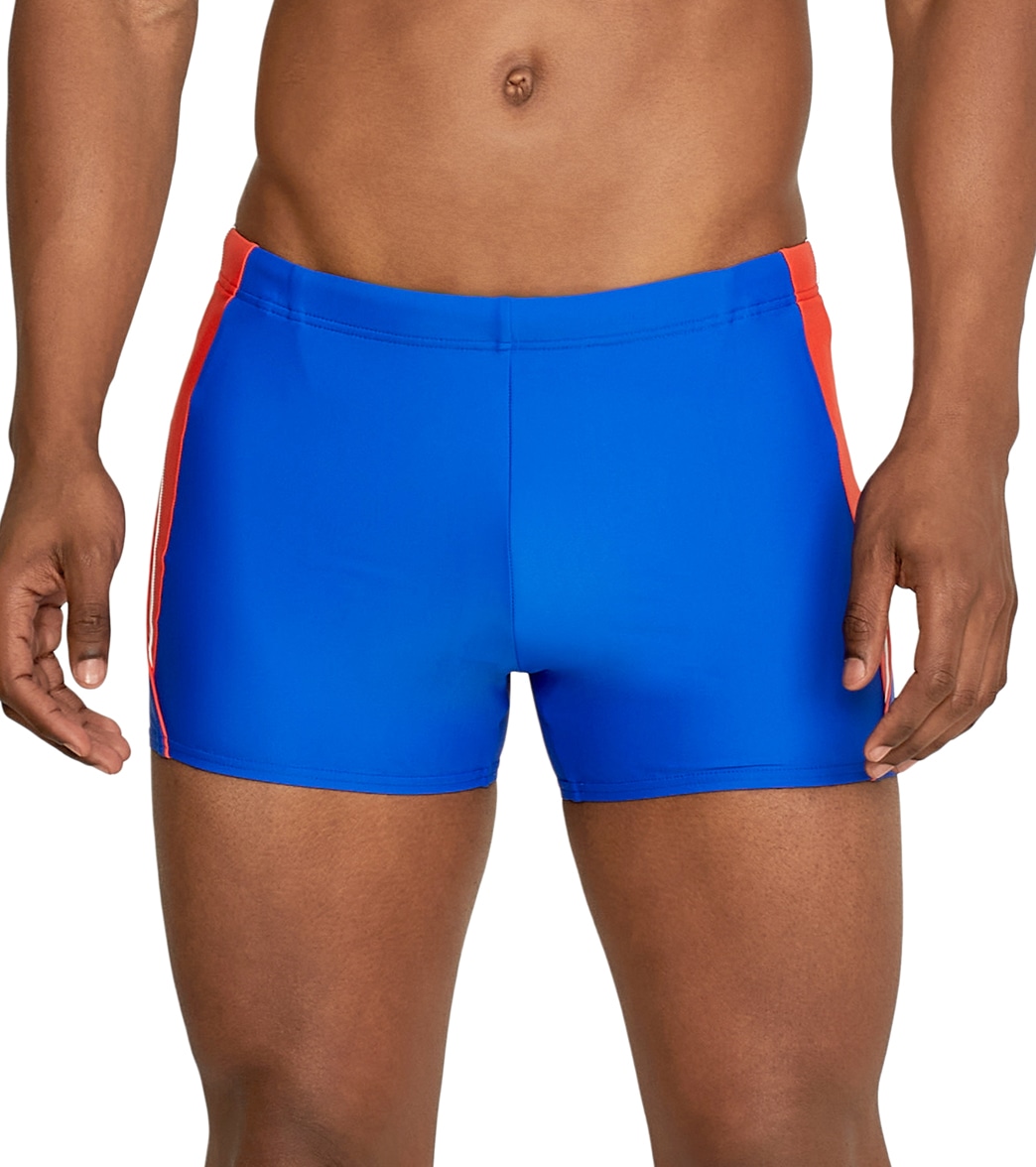 Speedo Men's Fitness Splice Square Leg Swimsuit - Spicy Orange Small - Swimoutlet.com