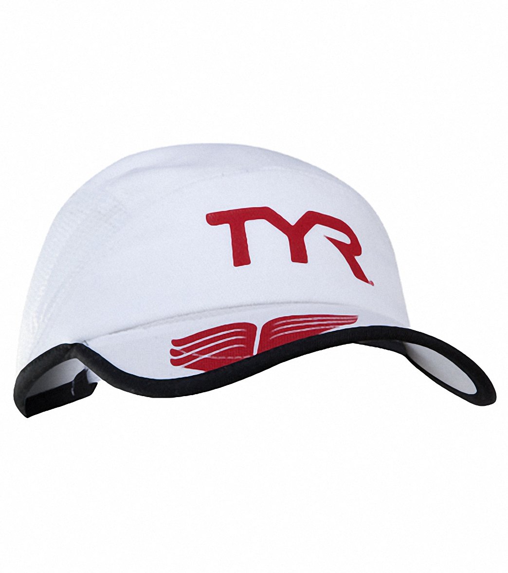 TYR Running Cap - White Polyester - Swimoutlet.com