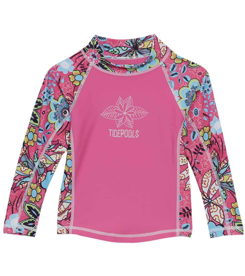 Tidepools Girls' Topsy Turvy Long Sleeve Shirt Rashguard - Pink 14 Lycra®/Polyester - Swimoutlet.com