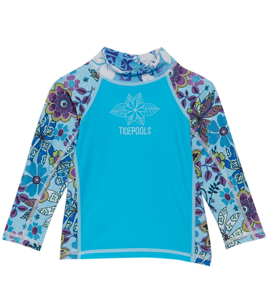 Tidepools Girls' Topsy Turvy Long Sleeve Shirt Rashguard - Blue 12 Lycra®/Polyester - Swimoutlet.com