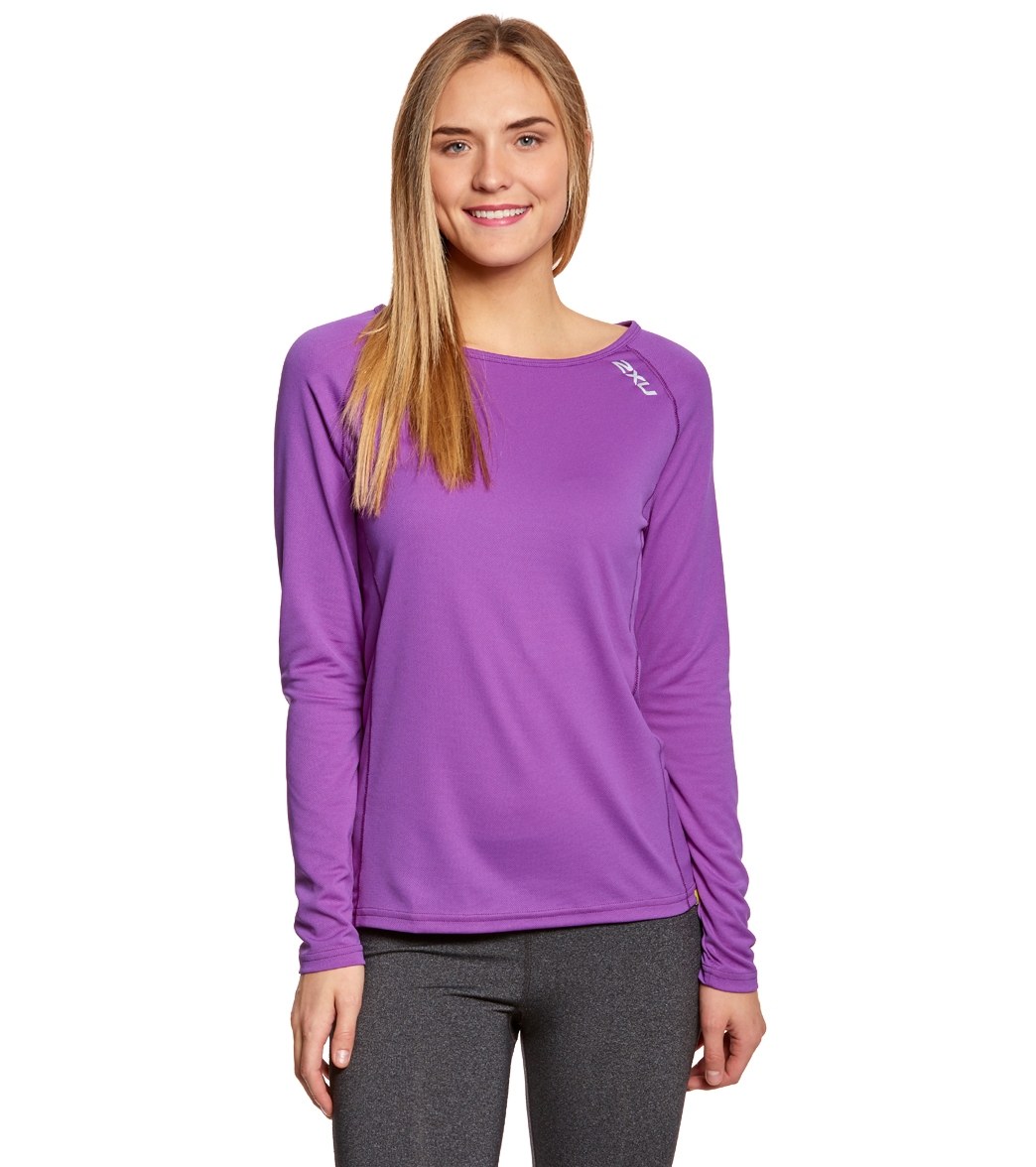 2Xu Women's Smd Long Sleeve Shirt Running Top - Purple Lacquer/Purple Lacquer X-Small - Swimoutlet.com