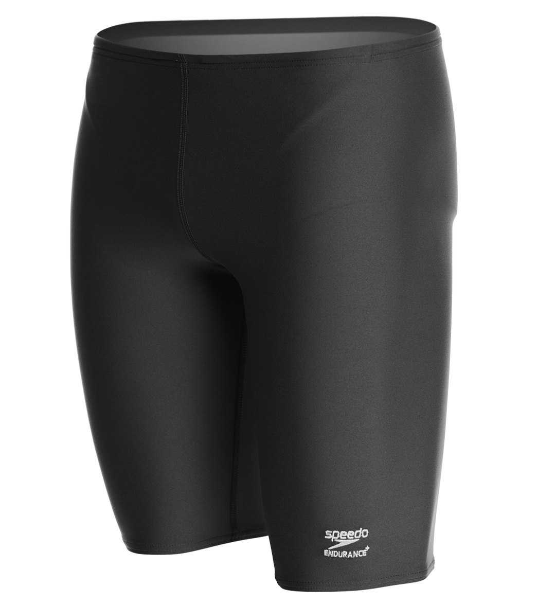 Speedo Men's Solid Endurance+ Jammer Swimsuit - Black 34 Polyester/Pbt - Swimoutlet.com