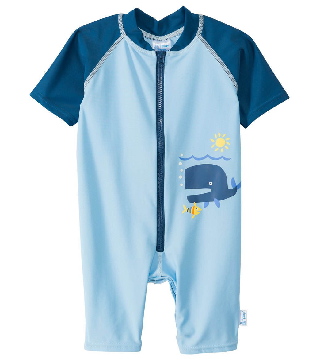 I Play. By Green Sprouts Blue Whale One Piece Uv Zip Sunsuit Baby - 3T 3Years - Swimoutlet.com