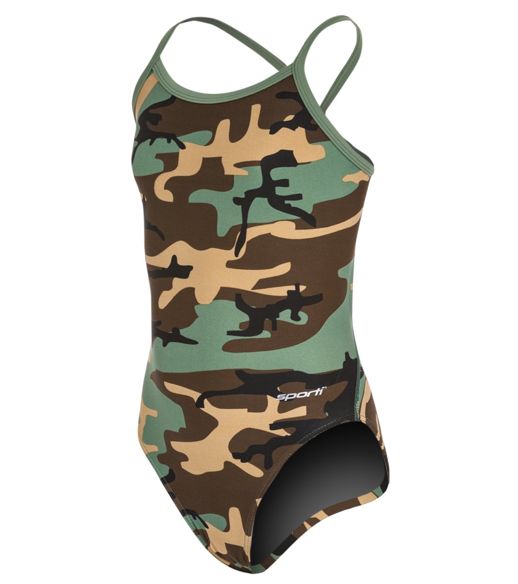 Sporti Modern Camo Thin Strap One Piece Swimsuit Youth at