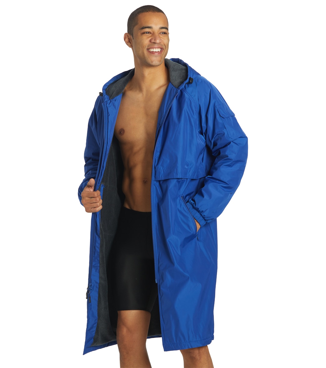 Sporti Comfort Fleece-Lined Swim Parka - Royal Blue Shell/ Charcoal Lining X-Small Coat Polyester - Swimoutlet.com