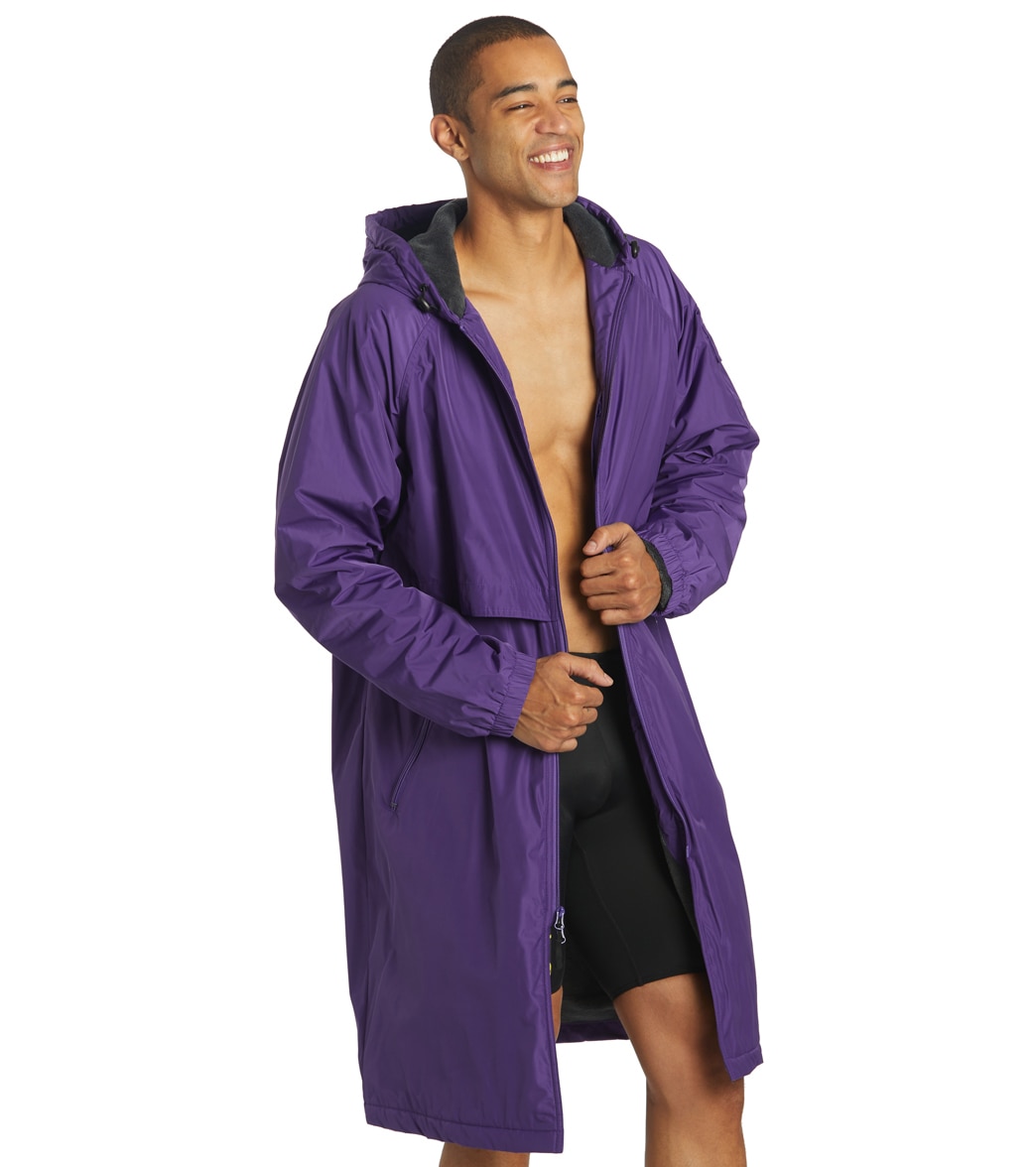 Sporti Comfort Fleece-Lined Swim Parka - Purple Shell/Charcoal Lining Xl Coat Polyester - Swimoutlet.com