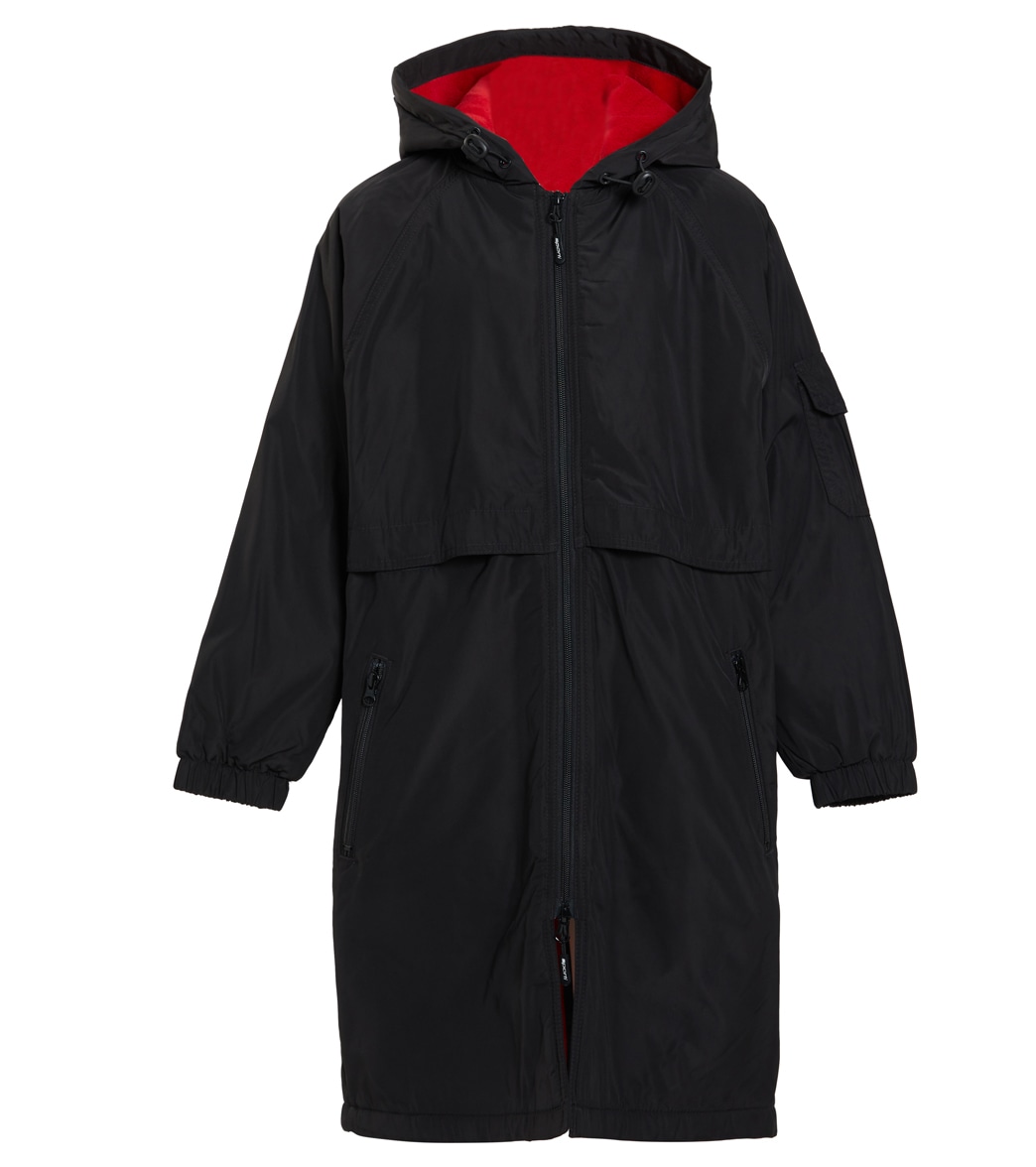 Sporti Comfort Fleece-Lined Swim Parka Youth - Black Shell/Red Lining Medium Coat Polyester - Swimoutlet.com