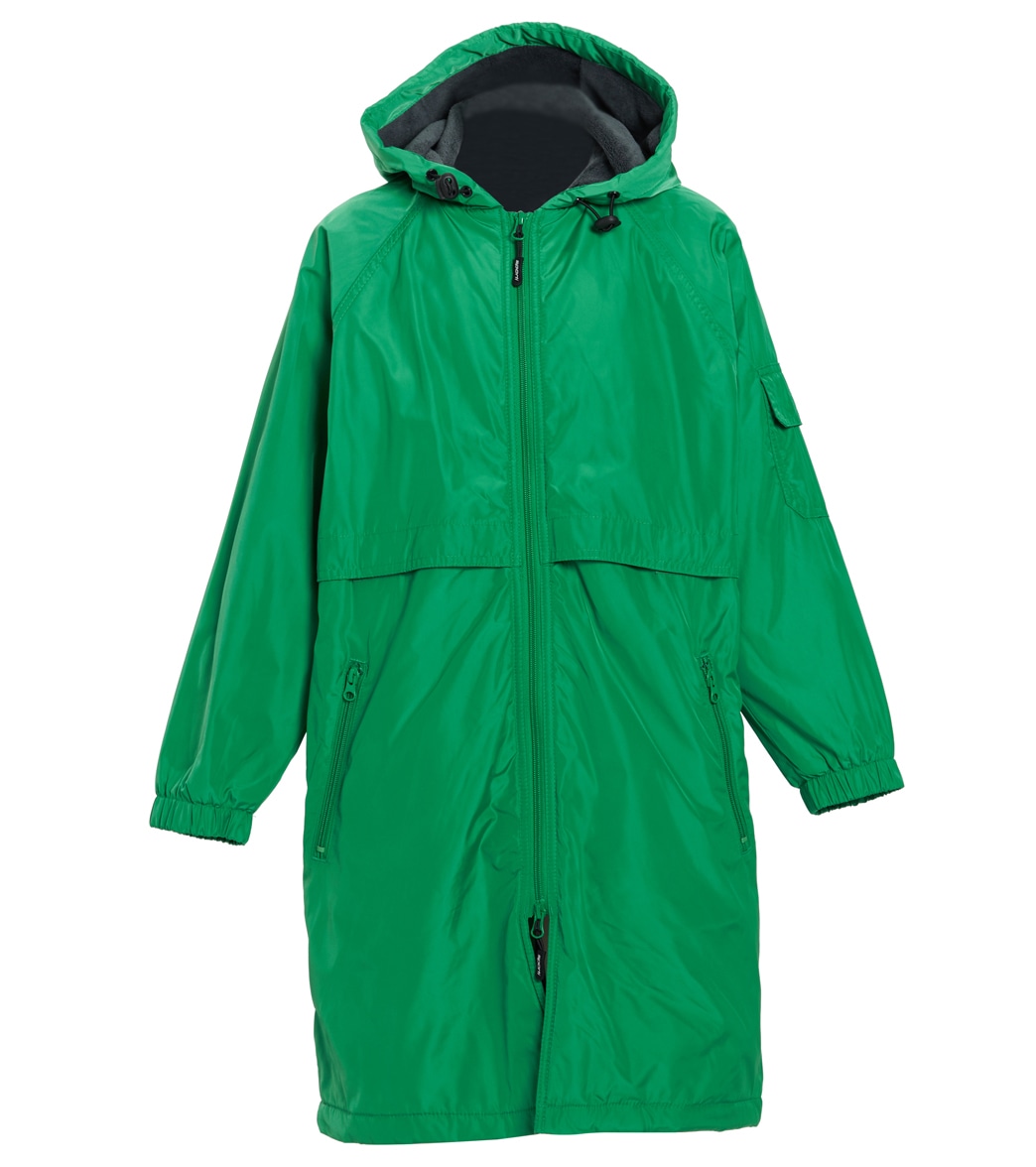 Sporti Comfort Fleece-Lined Swim Parka Youth - Team Green Shell/Charcoal Lining Large Coat Polyester - Swimoutlet.com