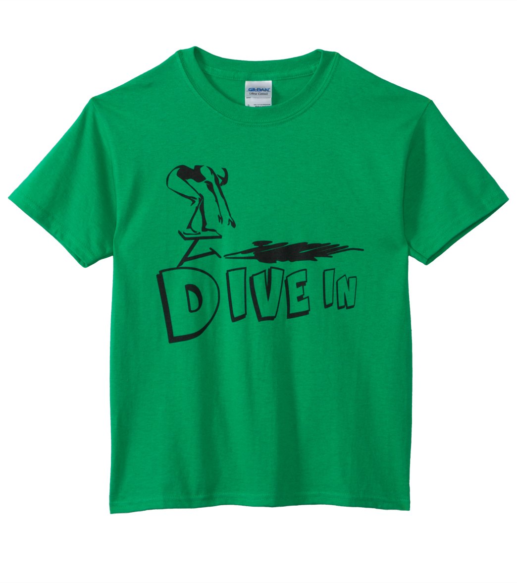 Ambro Manufacturing Youth Dive In Tee Shirt - Green Medium Cotton - Swimoutlet.com