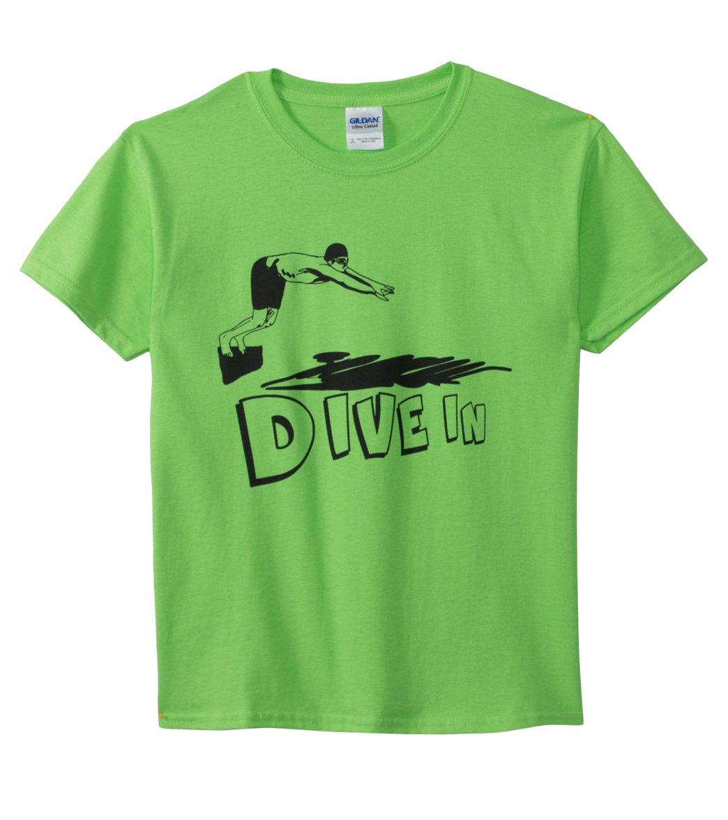 Ambro Manufacturing Dive In Girls' Tee Shirt - Green Youth Small Cotton - Swimoutlet.com