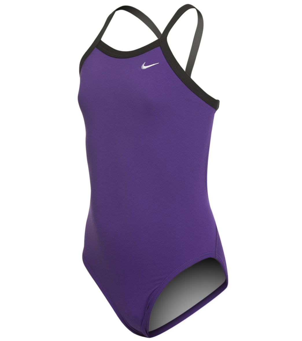 Nike Girls' Solid Poly Lingerie Tank One Piece Swimsuit - Court Purple 20 Polyester - Swimoutlet.com