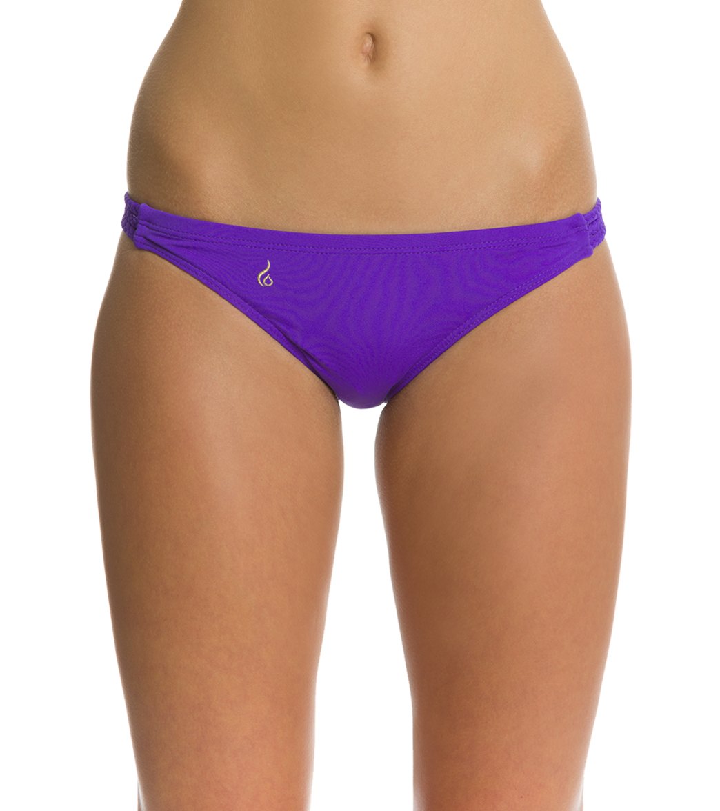 Lo Swim Three-Braid Training Bikini Swimsuit Bottom W/ Free Hair Tie - Neon Grape X-Small Polyester/Pbt - Swimoutlet.com