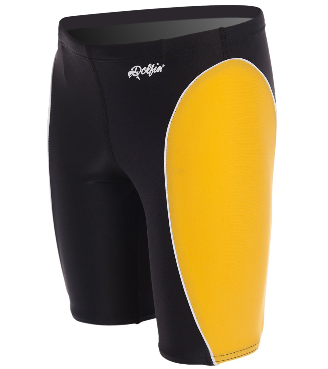 Dolfin Team Color Block Youth Jammer Swimsuit - Black/Gold/White 22 Polyester - Swimoutlet.com