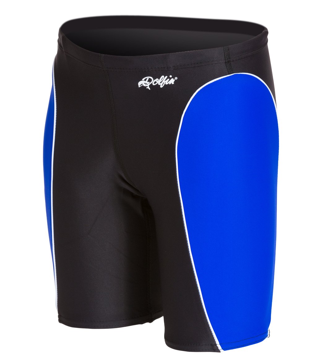Dolfin Team Color Block Youth Jammer Swimsuit - Black/Royal/White 22 Polyester - Swimoutlet.com
