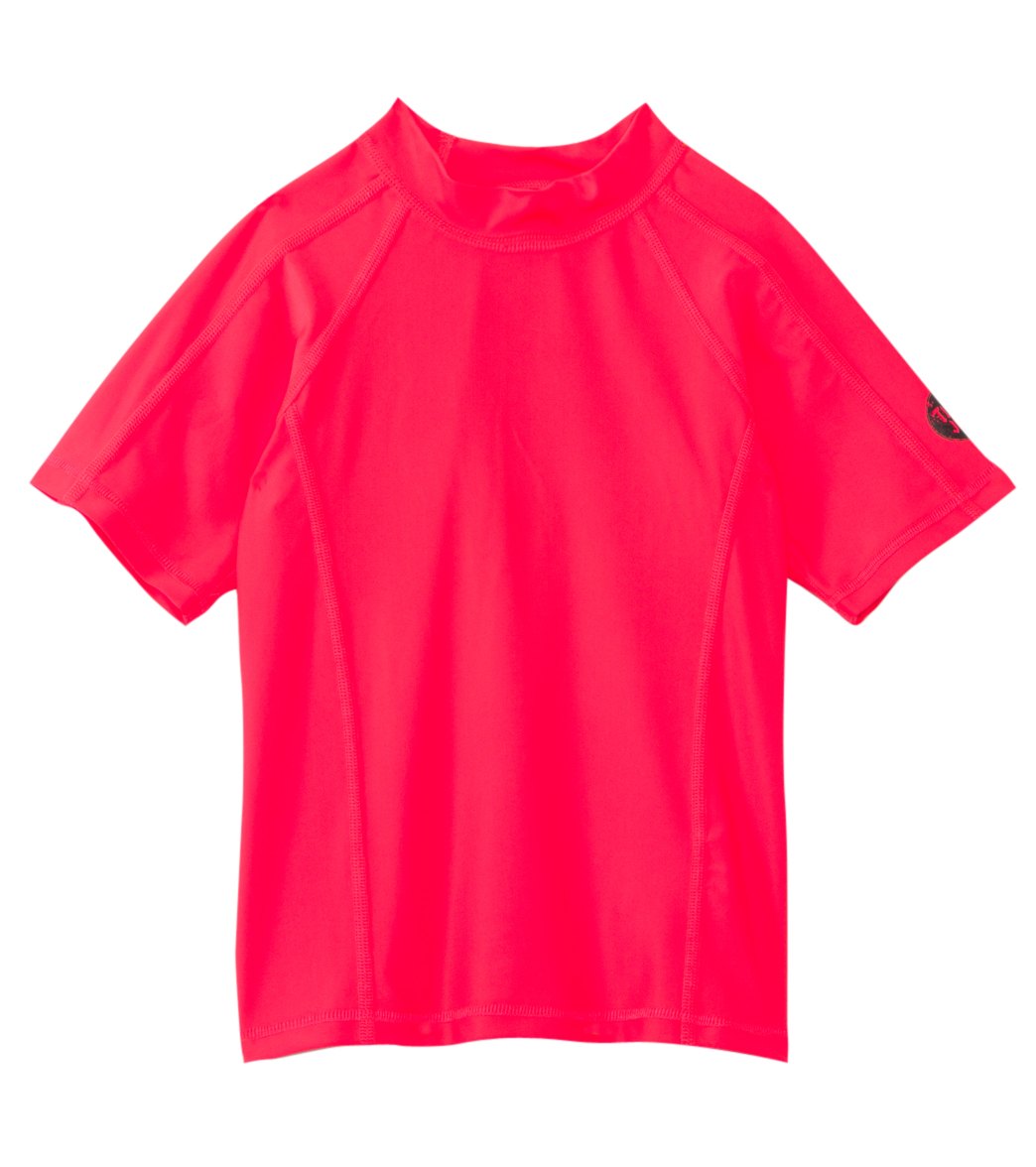 Tiger Joe Boys' Tj Mashup Short Sleeve Shirt Rashie 6 Months-12Yrs - Fluoro Red 3 - Swimoutlet.com