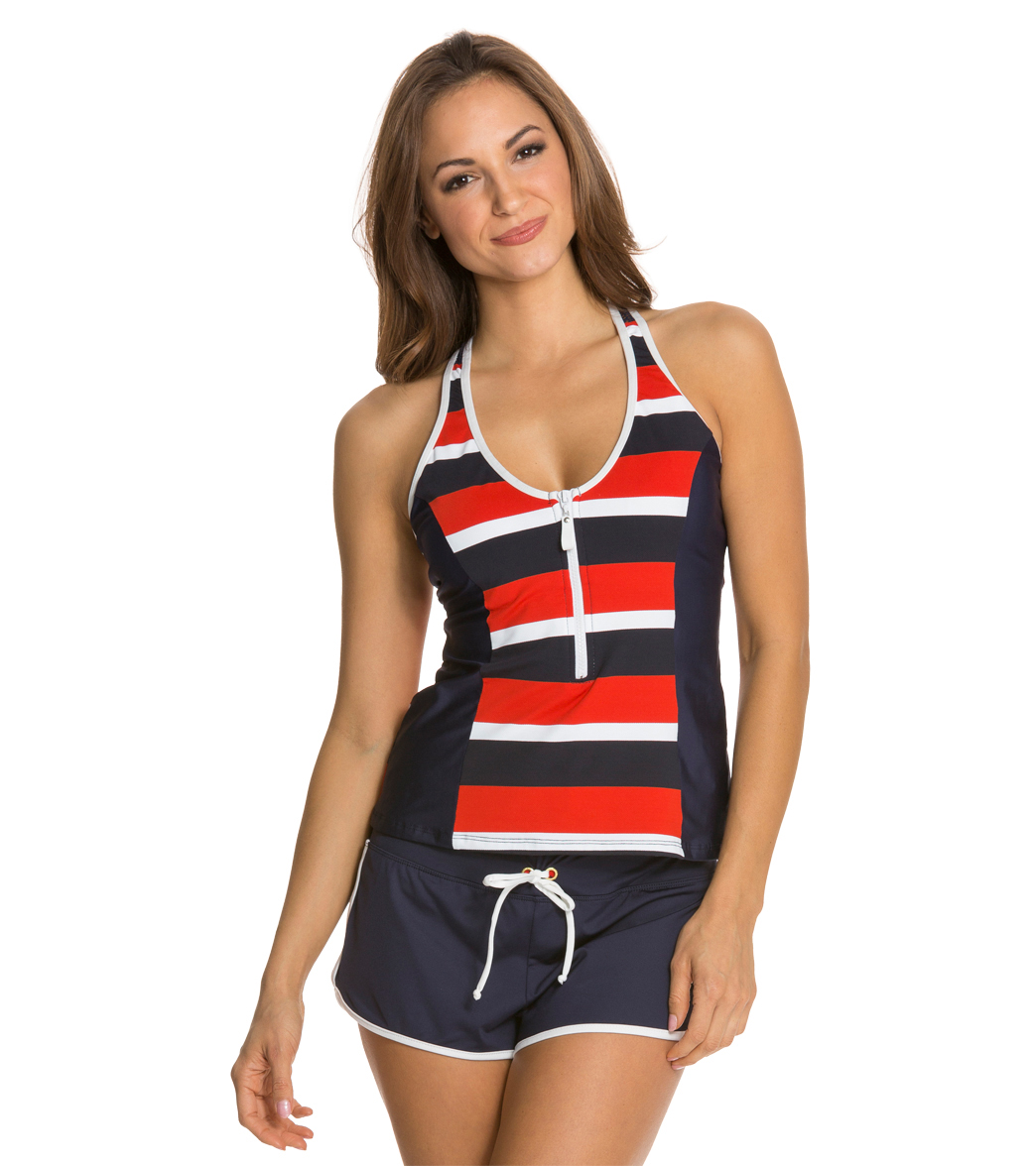 Nautica Safe Haven Zip Front Tankini Top at Free Shipping