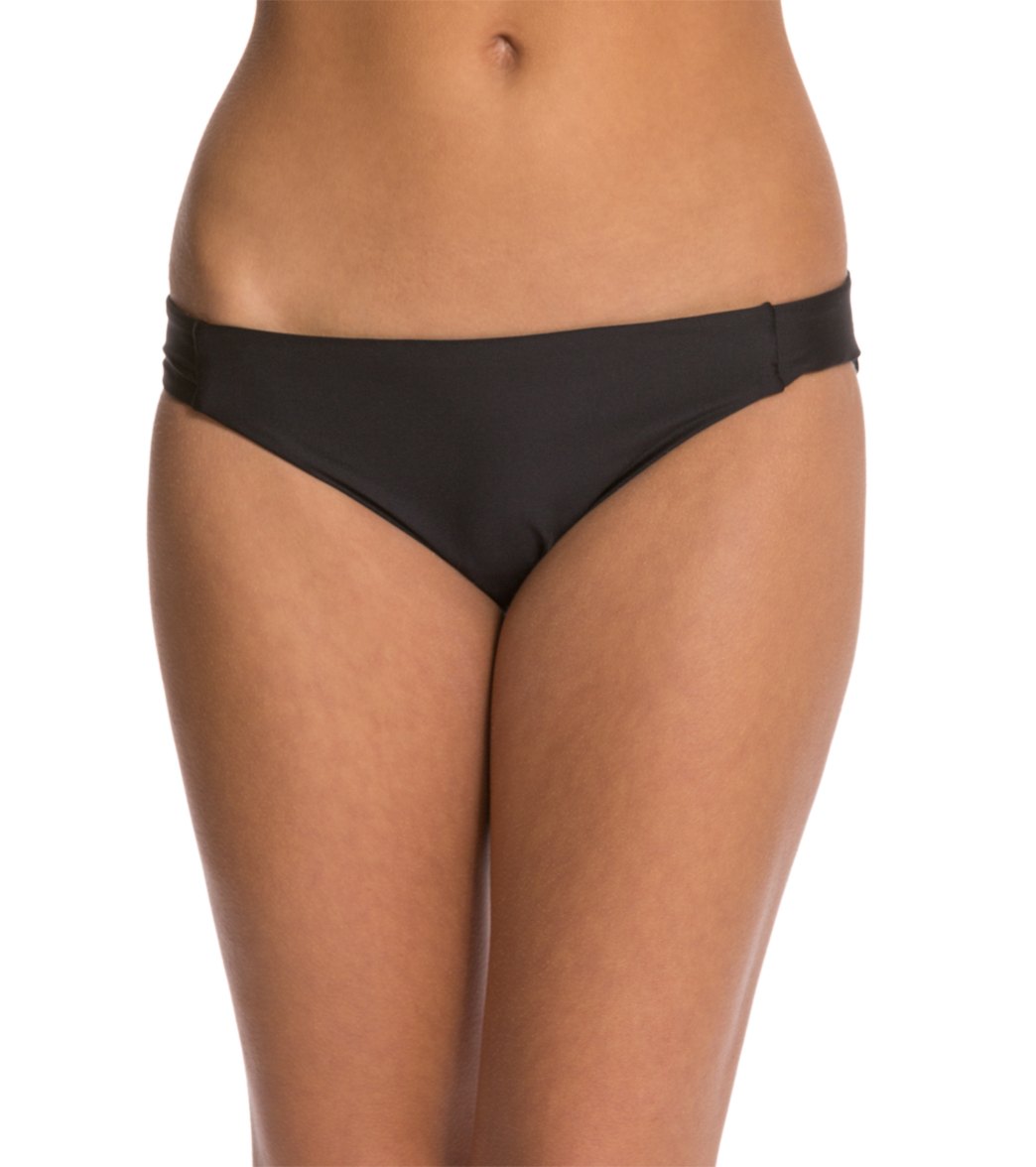 Luxe By Lisa Vogel Premiere Solid Tab Side Bikini Bottom - Onyx 4 - Swimoutlet.com