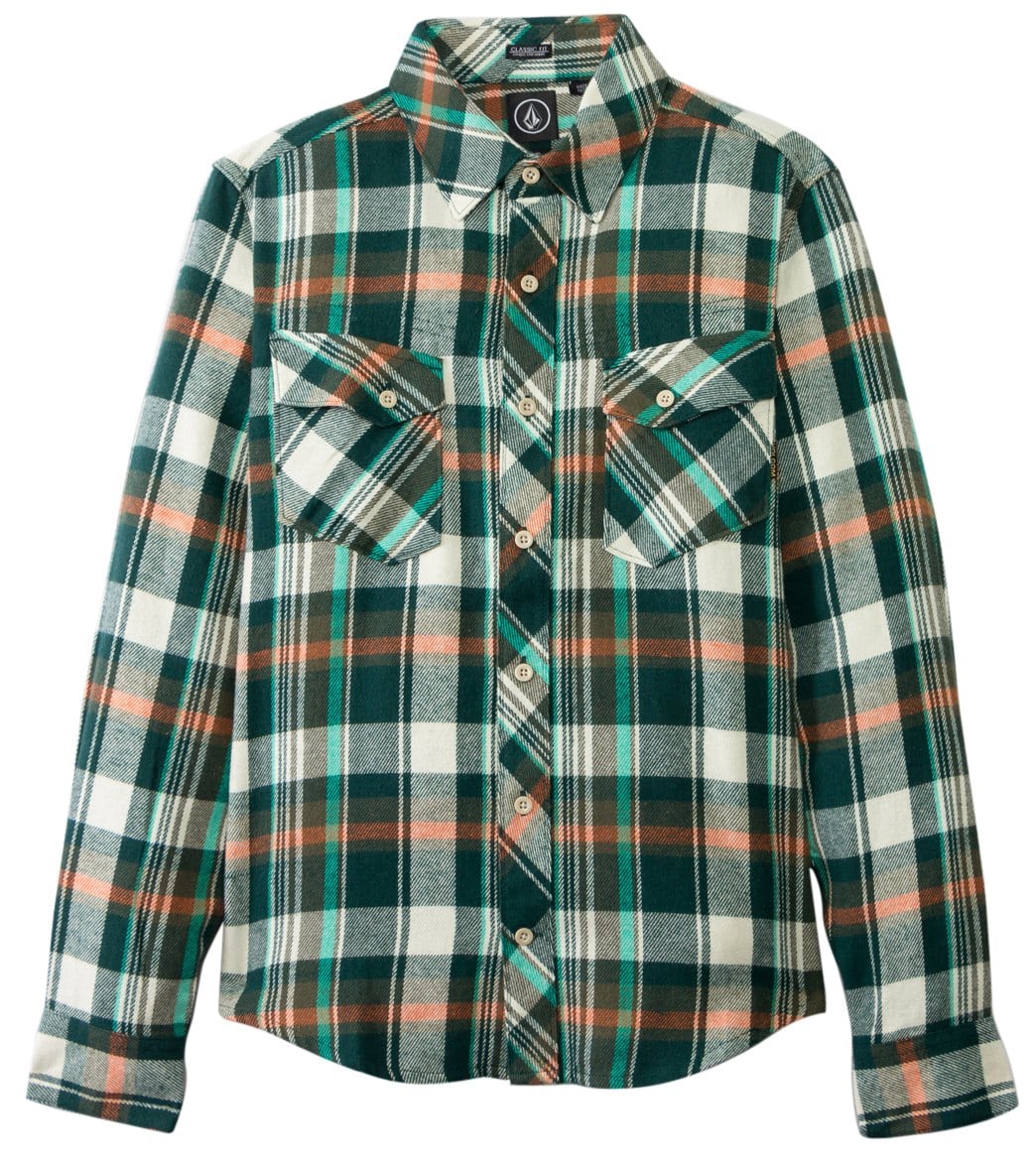 Volcom Men's Alaska Long Sleeve Shirt - Midnight Green X-Small Cotton - Swimoutlet.com