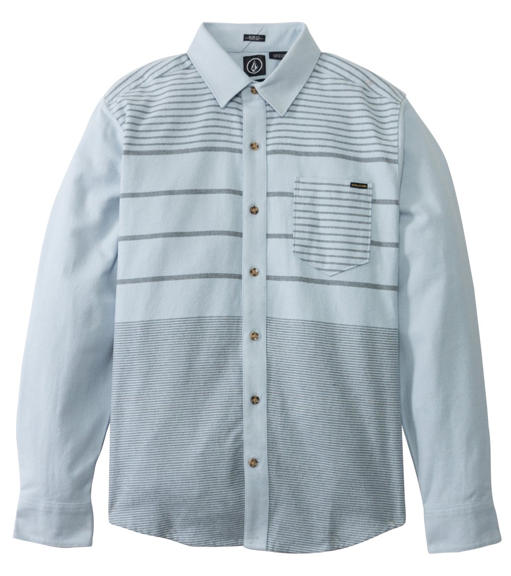 Volcom Men's Strands Long Sleeve Shirt - Chambray Medium Cotton - Swimoutlet.com