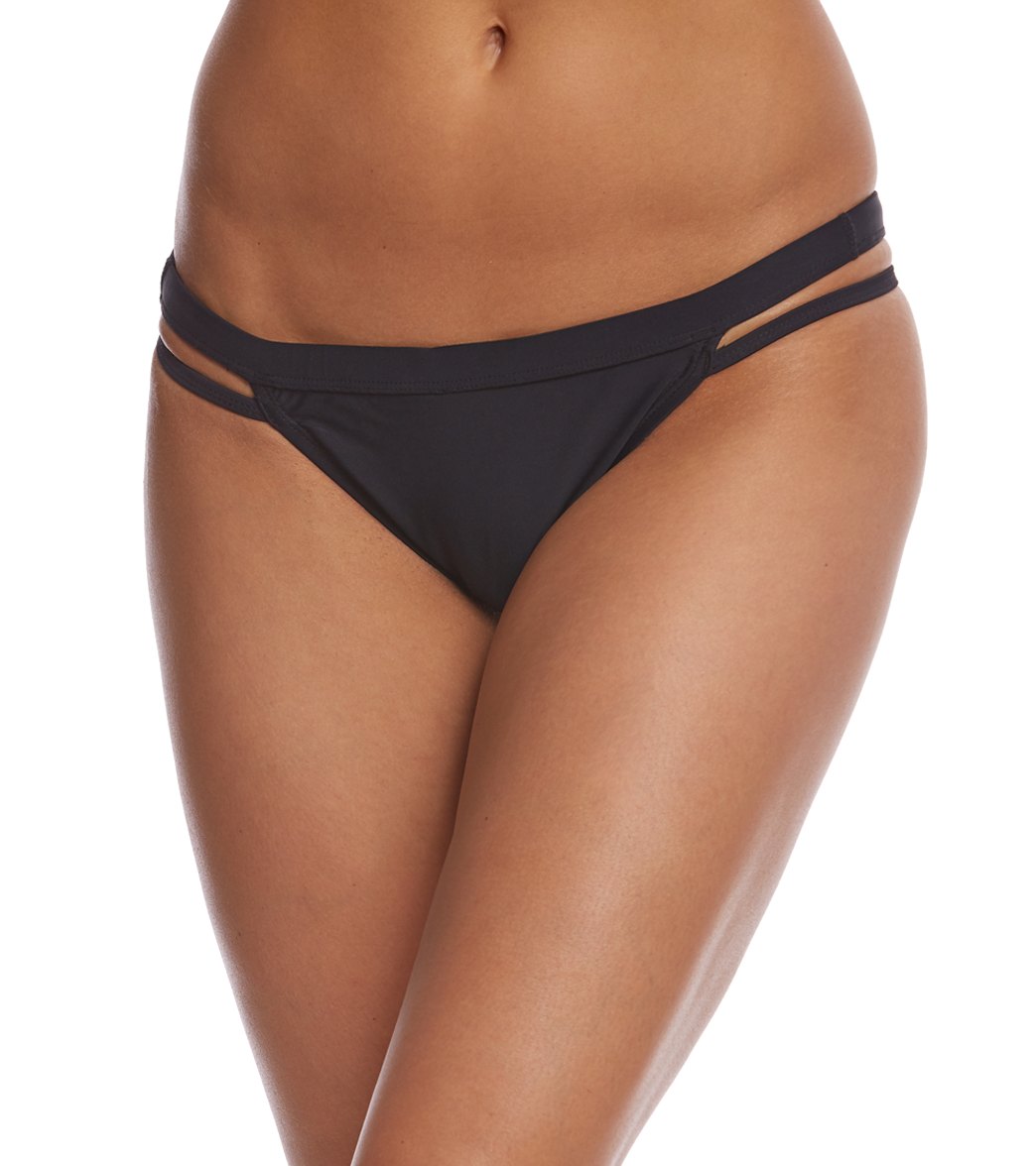 Sporti Solid Cheeky Bikini Swim Bottom - Black Medium Nylon/Xtra/Life/Lycra® - Swimoutlet.com