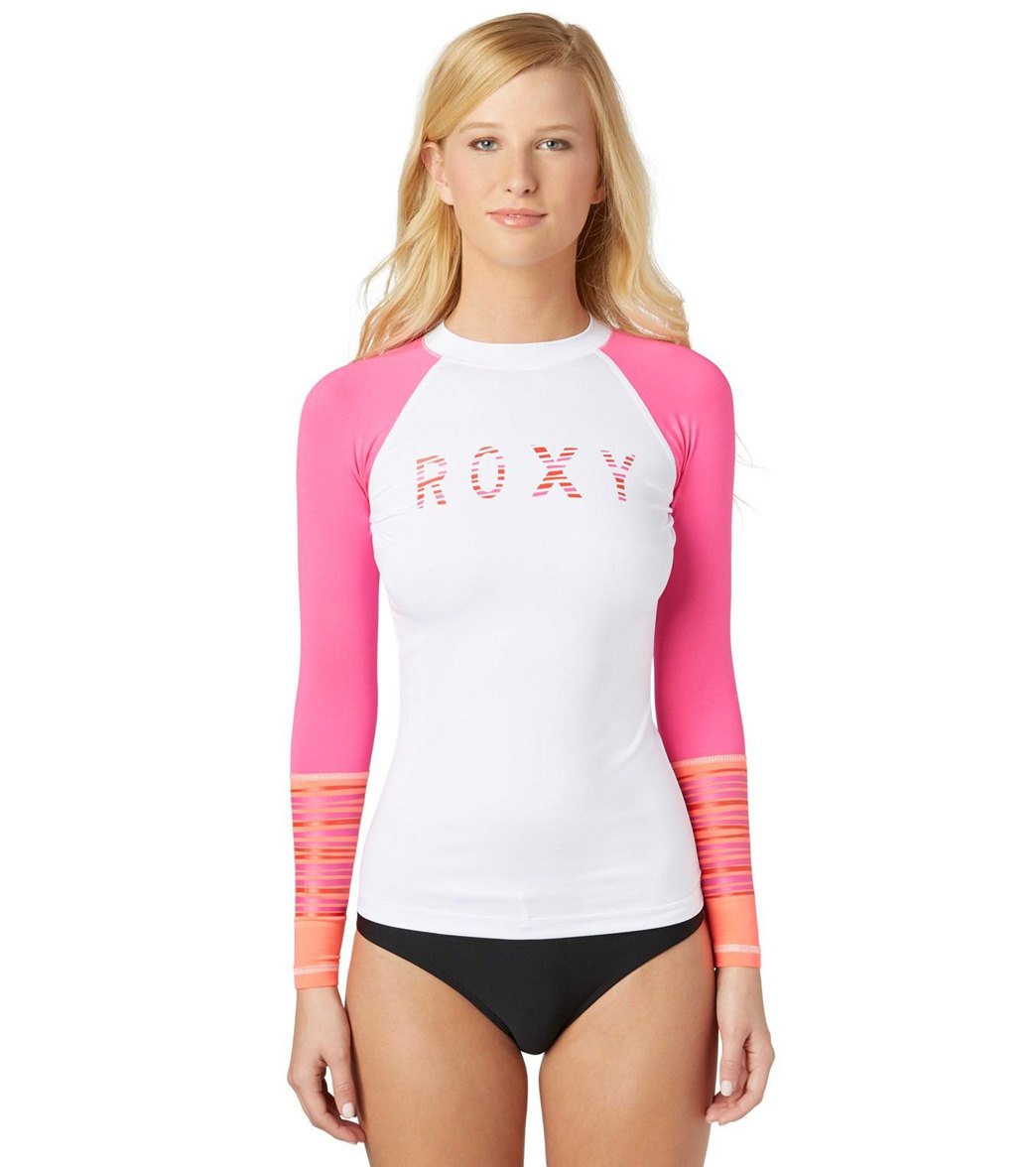 suits bathing quicksilver at Perfect Sleeve Roxy Rashguard Stripe Long Women's