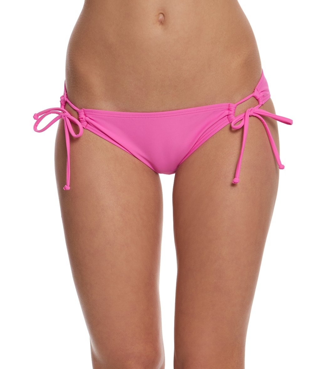 Hobie Solid Adjustable Hipster Bikini Bottom - Raspberry X-Small Polyester - Swimoutlet.com