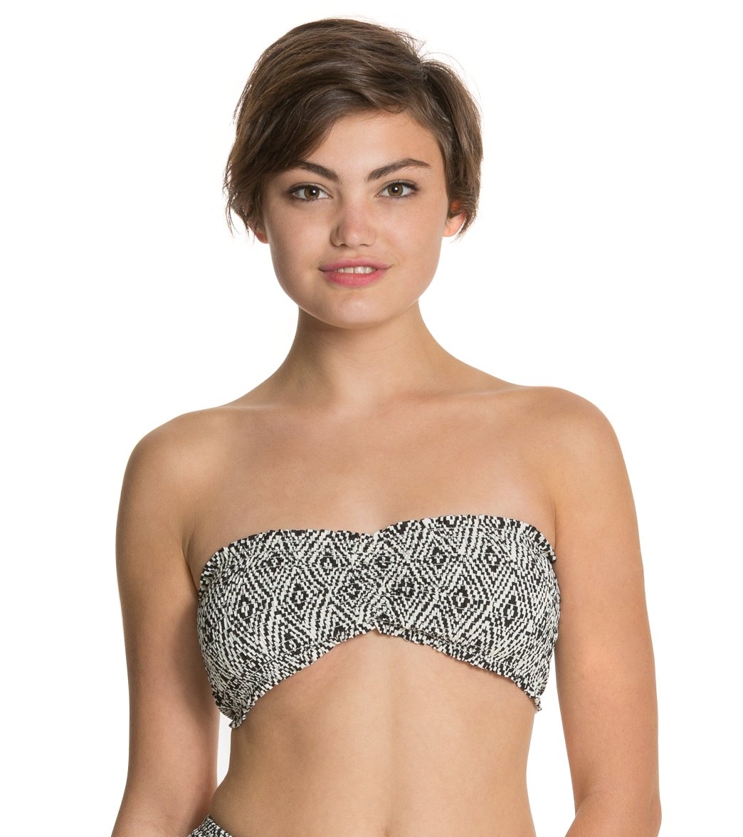 women's smocked tube bandeau bikini top